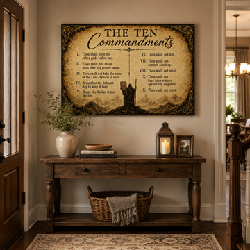 The Ten Commandments Canvas Print - Moses and Mount Sinai Vintage Art