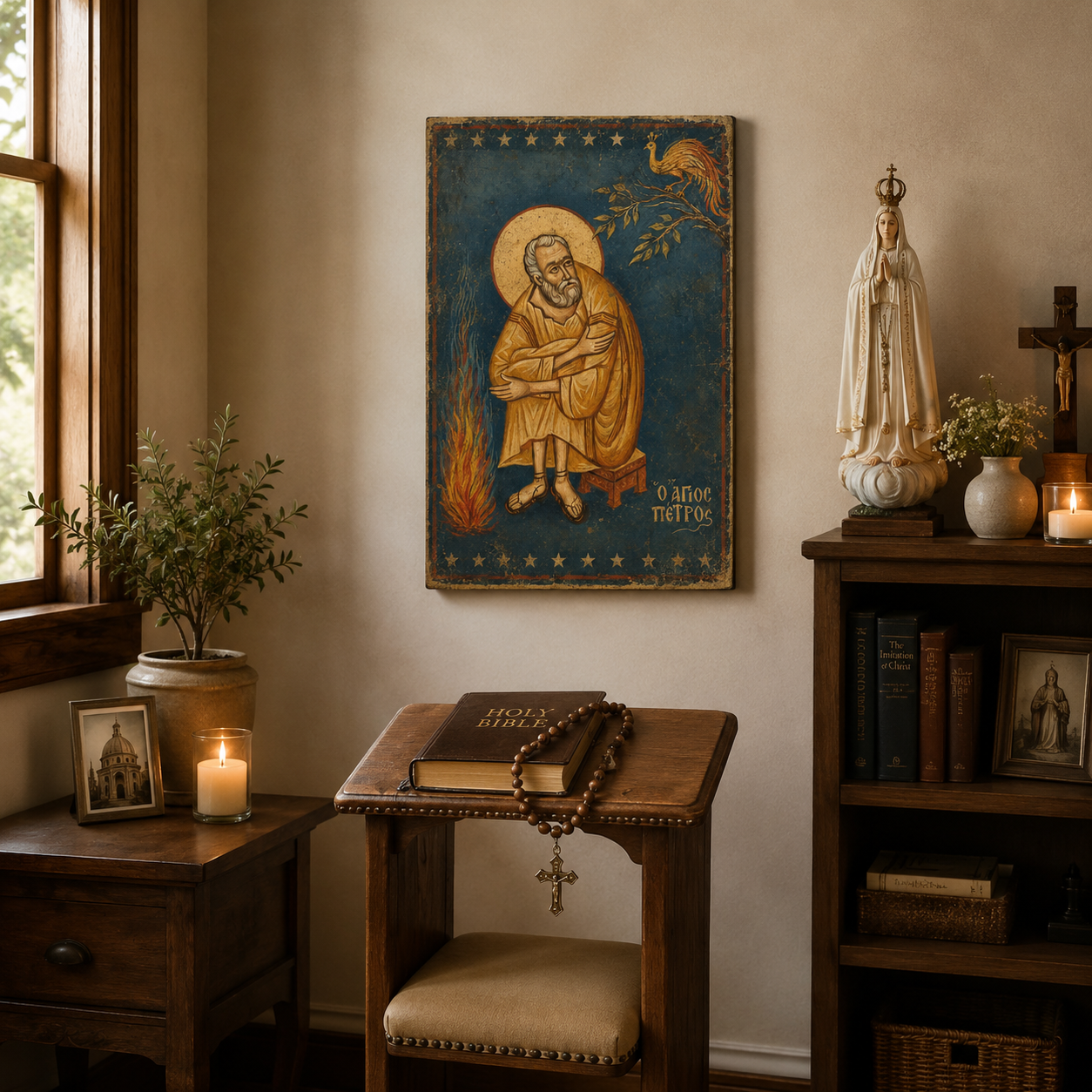Saint Peter’s Repentance Canvas Print, Matthew 26:75 “He Wept Bitterly”, Catholic Home Decor