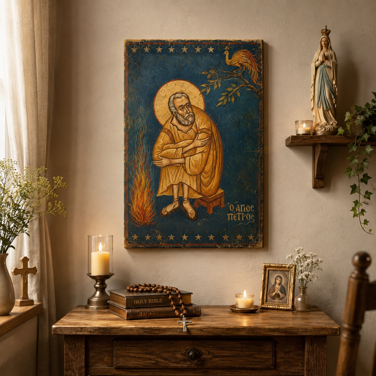 Saint Peter’s Repentance Canvas Print, Matthew 26:75 “He Wept Bitterly”, Catholic Home Decor