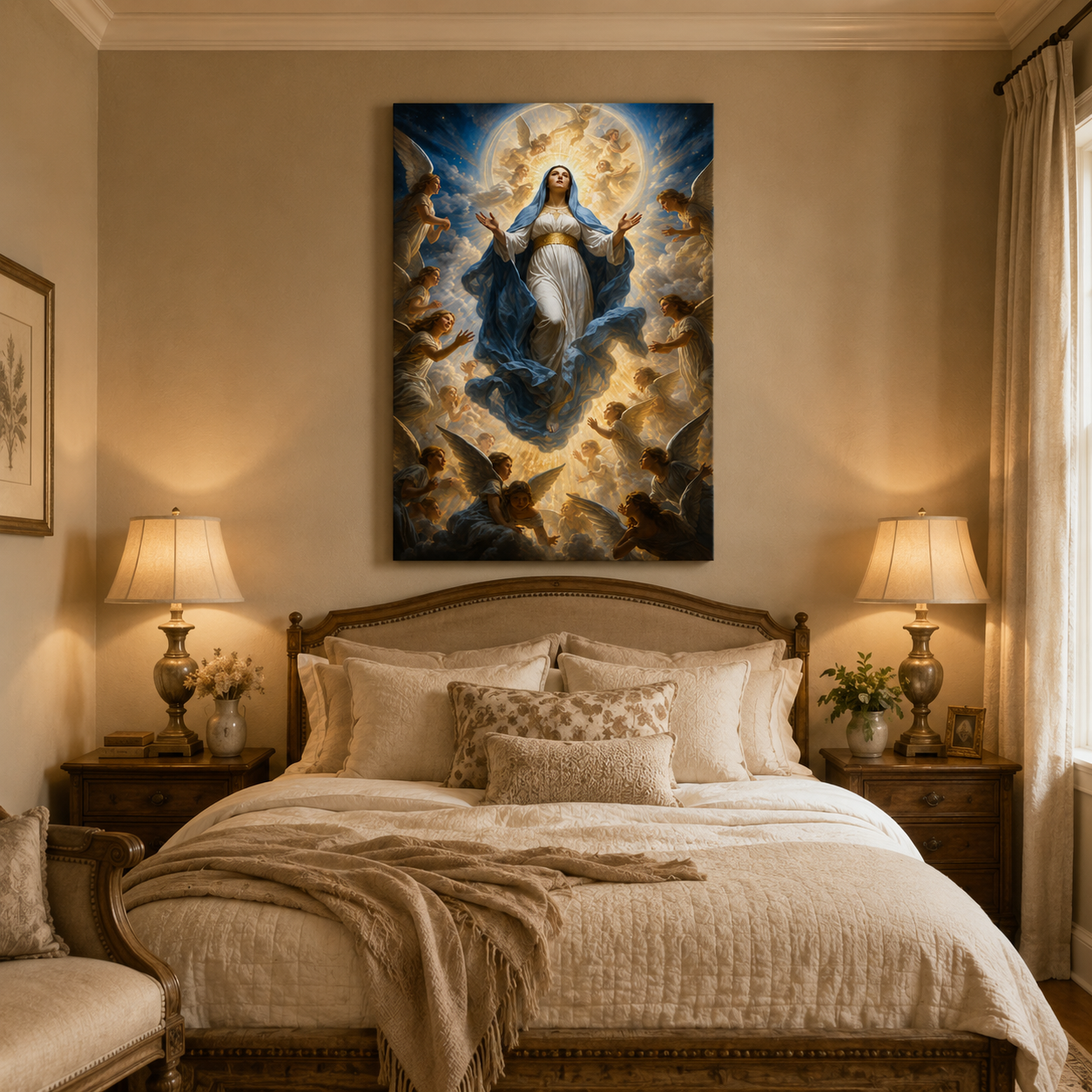 Assumption of Mary with Golden Halo Canvas Print - Bless Your Entrance