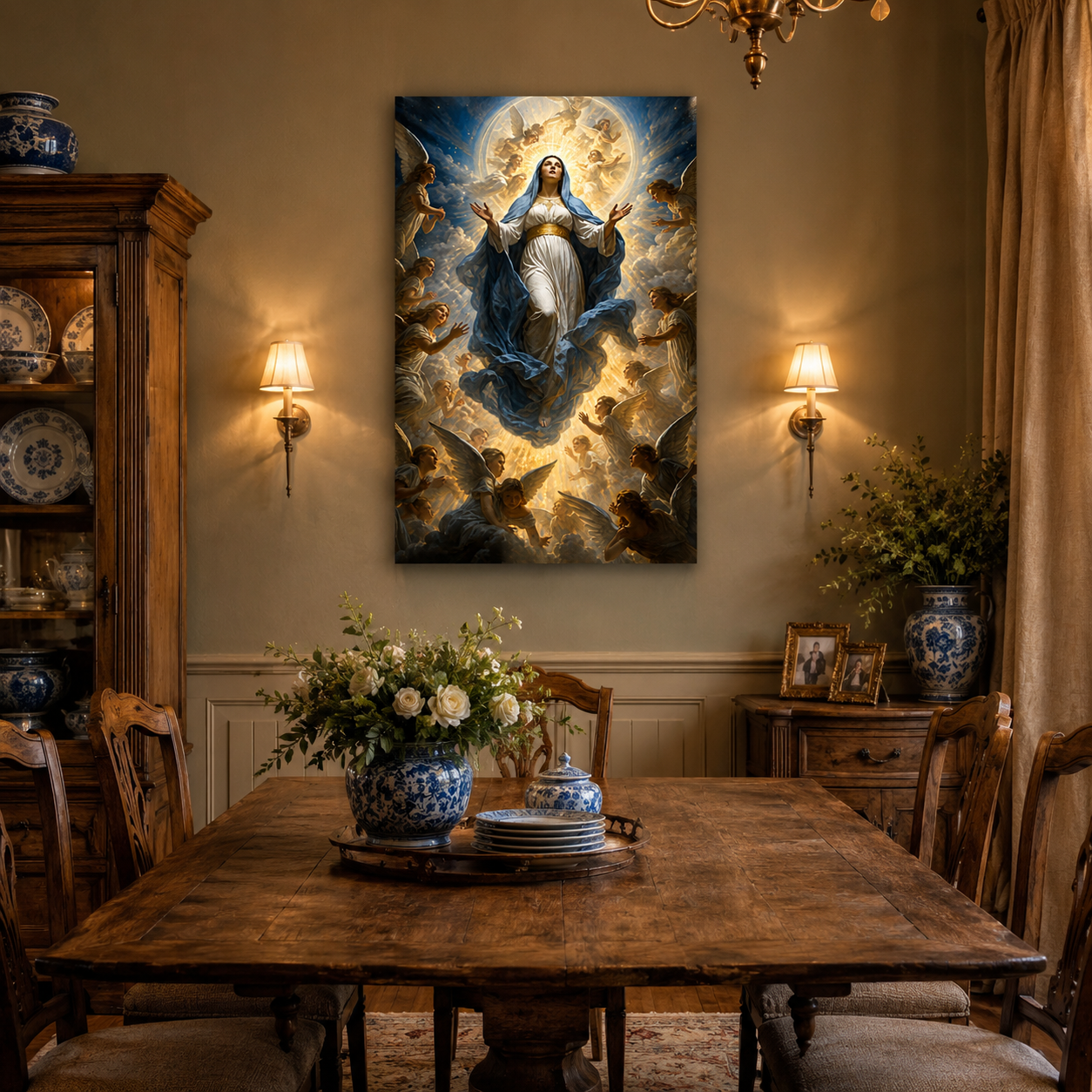 Assumption of Mary with Golden Halo Canvas Print - Bless Your Entrance