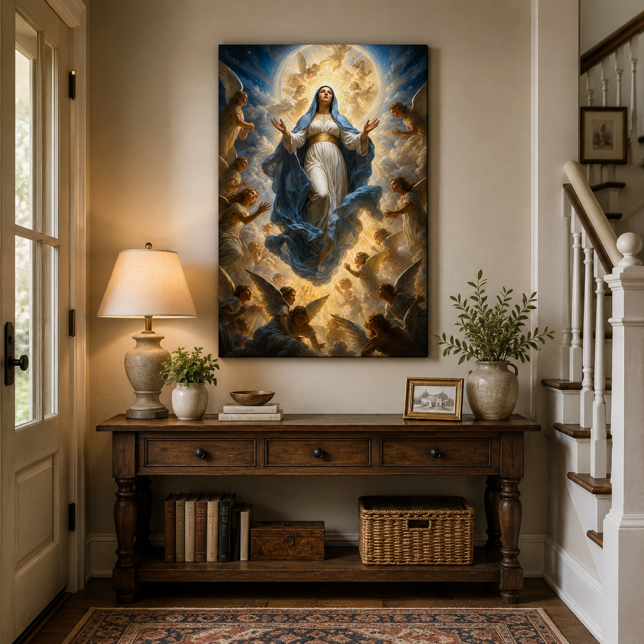 Assumption of Mary with Golden Halo Canvas Print - Bless Your Entrance