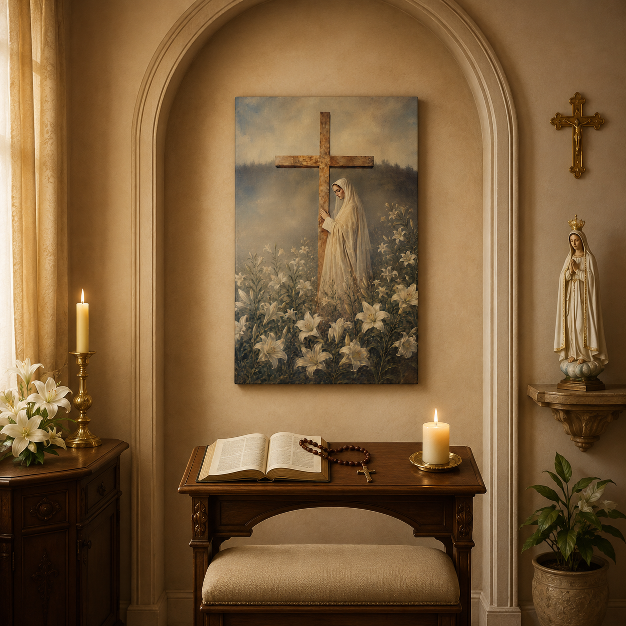 Virgin Mary at the Cross Canvas Print, John 19:25 Faithful Mother of Jesus, Catholic Home Decor