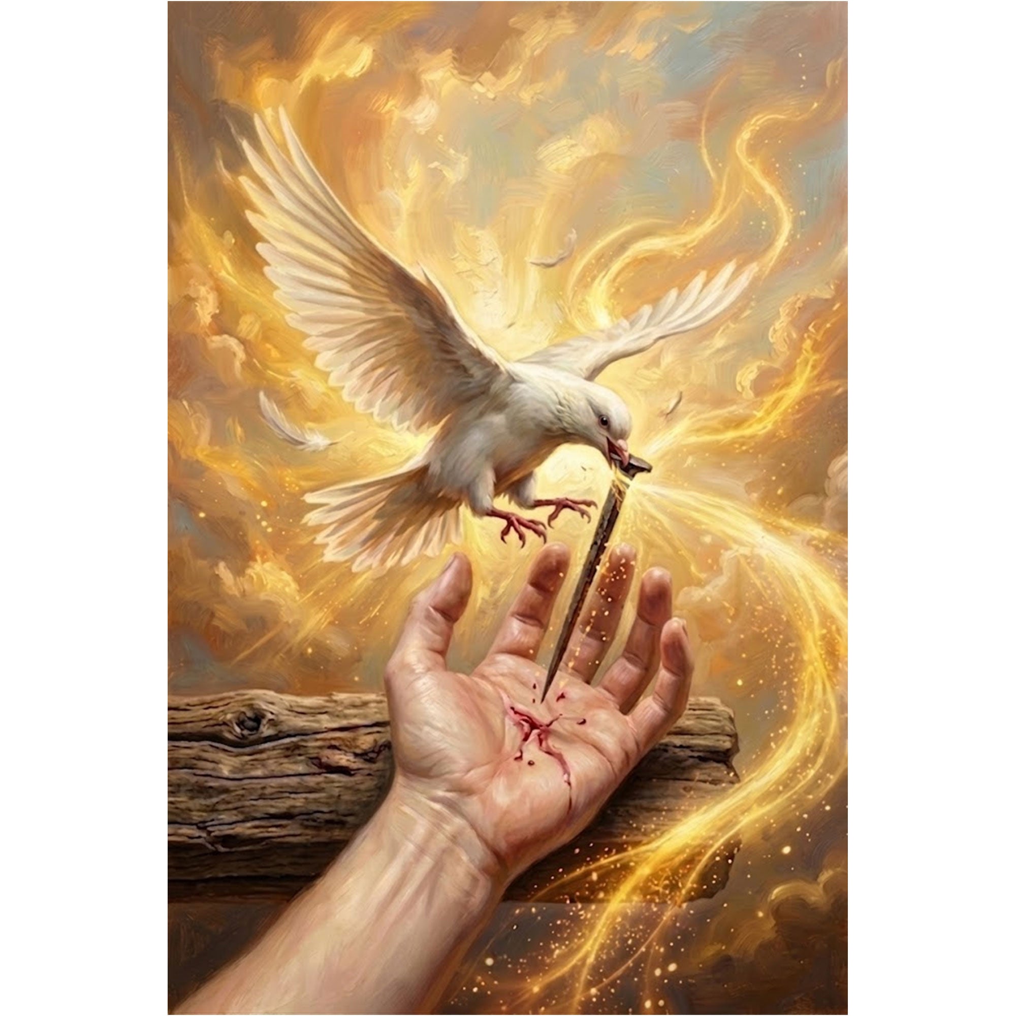Holy Spirit Dove Canvas Print, Healing Through His Sacrifice Wall Art, Christian Faith Symbol, Divine Light and Redemption Decor, Inspirational Religious Gift