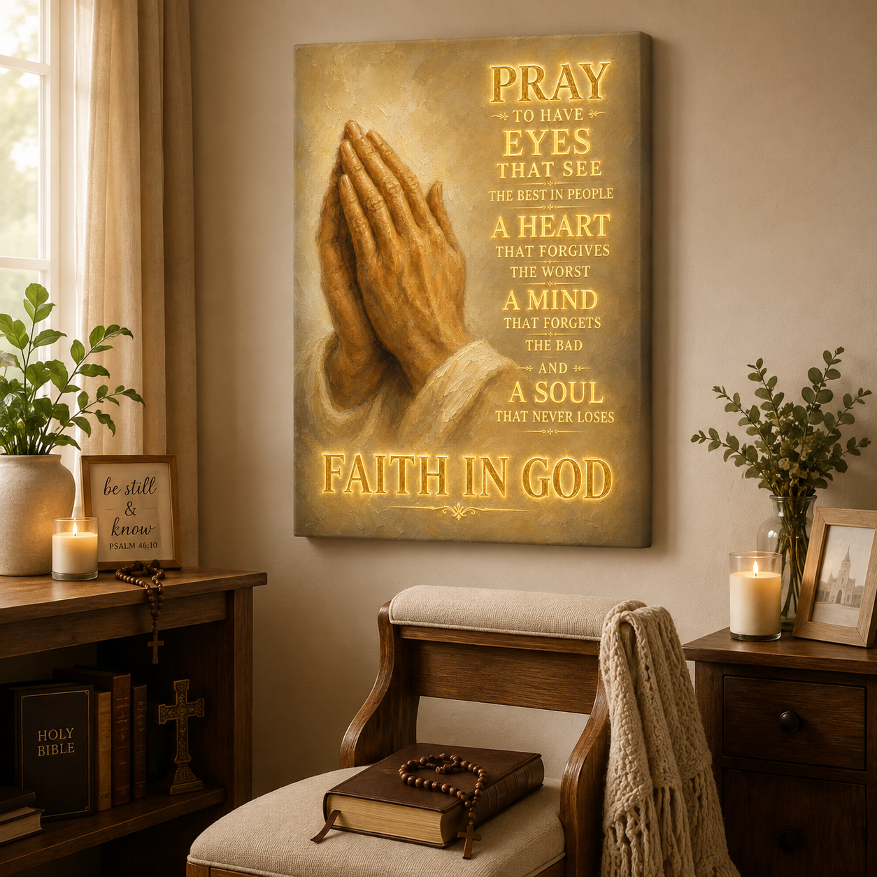 Praying Hands Canvas Print, A Soul That Never Loses Faith In God