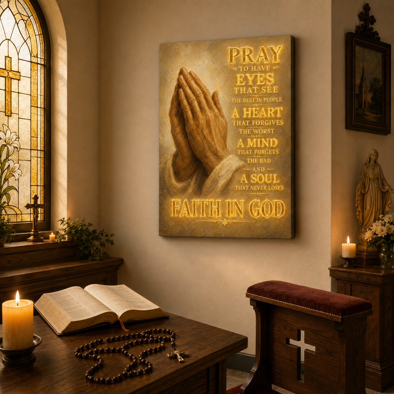 Praying Hands Canvas Print, A Soul That Never Loses Faith In God