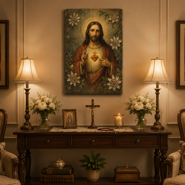Sacred Heart of Jesus Canvas Print, Divine Love Mercy and Devotion, Catholic Home Decor