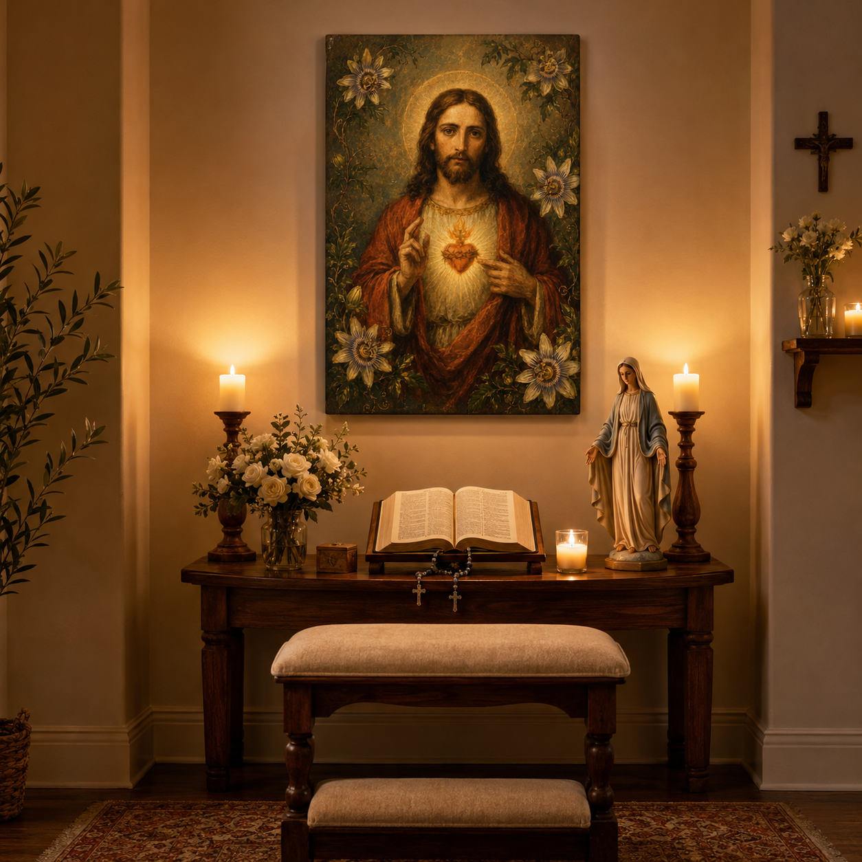 Sacred Heart of Jesus Canvas Print, Divine Love Mercy and Devotion, Catholic Home Decor