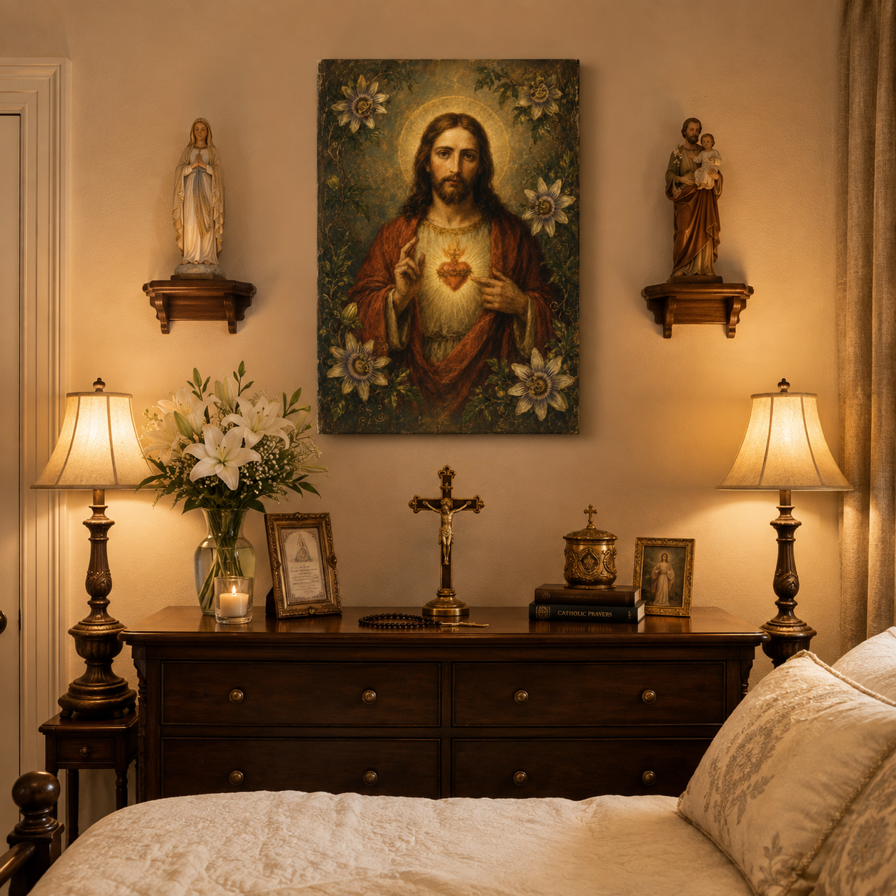 Sacred Heart of Jesus Canvas Print, Divine Love Mercy and Devotion, Catholic Home Decor