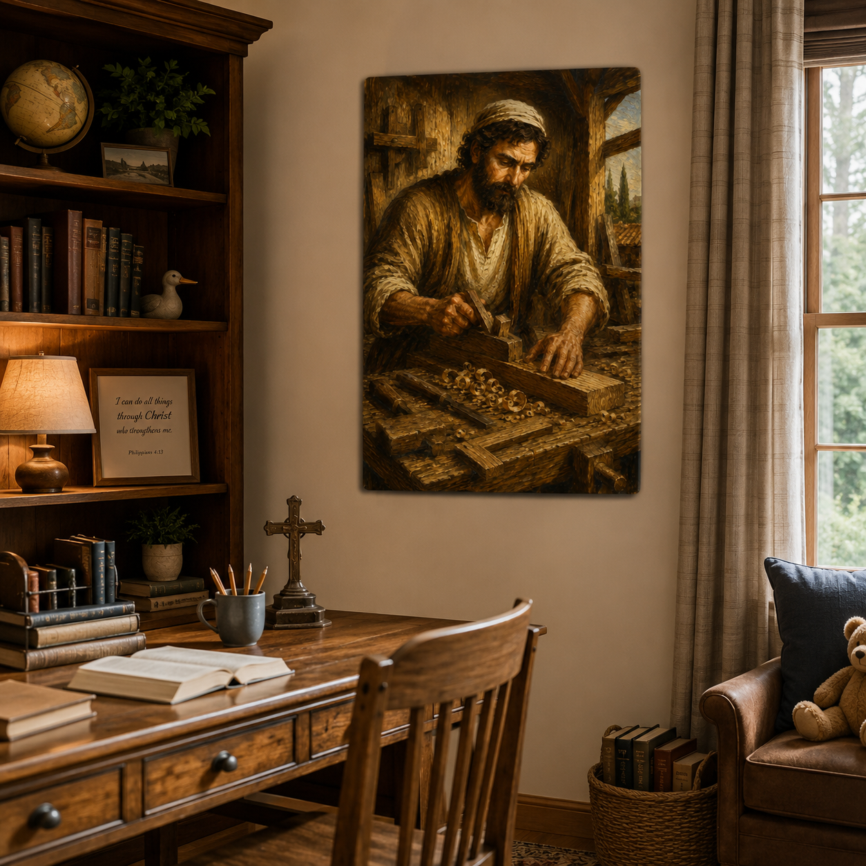 Saint Joseph the Carpenter Canvas Print, Catholic Wall Decor, Christian Gift for Home