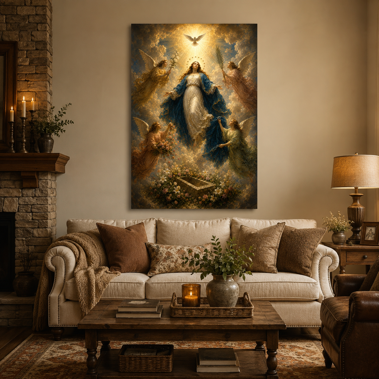 Large Assumption of Mary Canvas Print - Perfect Prayer Corner Art