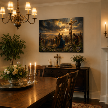 Crucifixion of Jesus Canvas Print, John 19:25 Mary at the Foot of the Cross, Catholic Home Decor