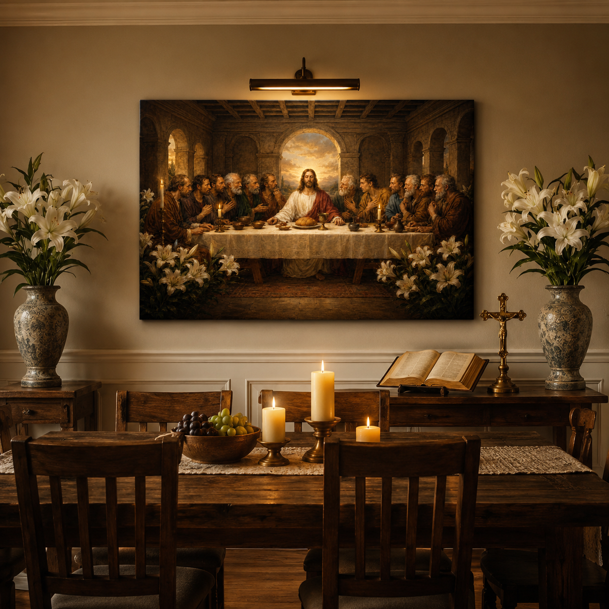 The Last Supper Canvas Print, Luke 22:19 “Do This in Remembrance of Me”, Catholic Home Decor