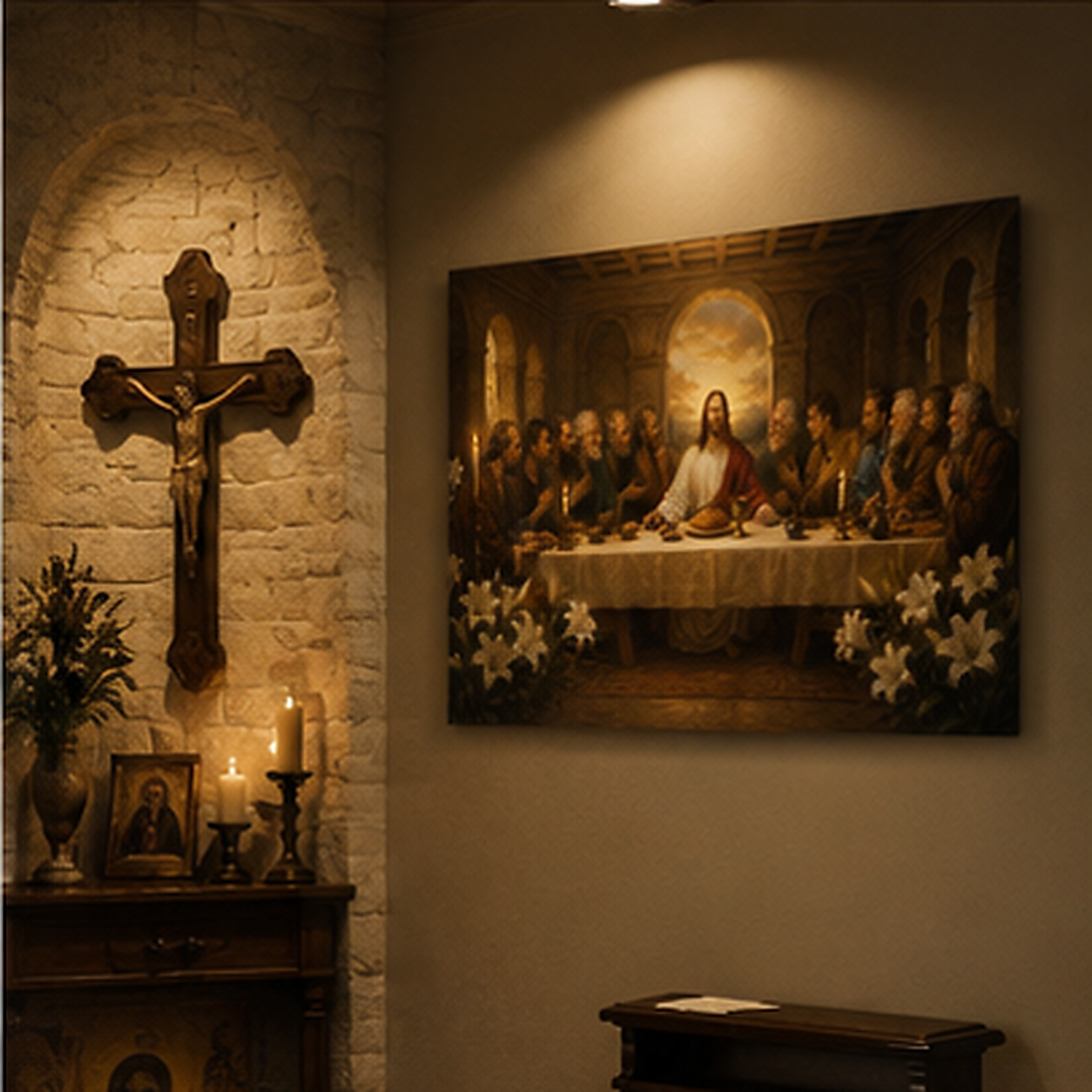 The Last Supper Canvas Print, Luke 22:19 “Do This in Remembrance of Me”, Catholic Home Decor