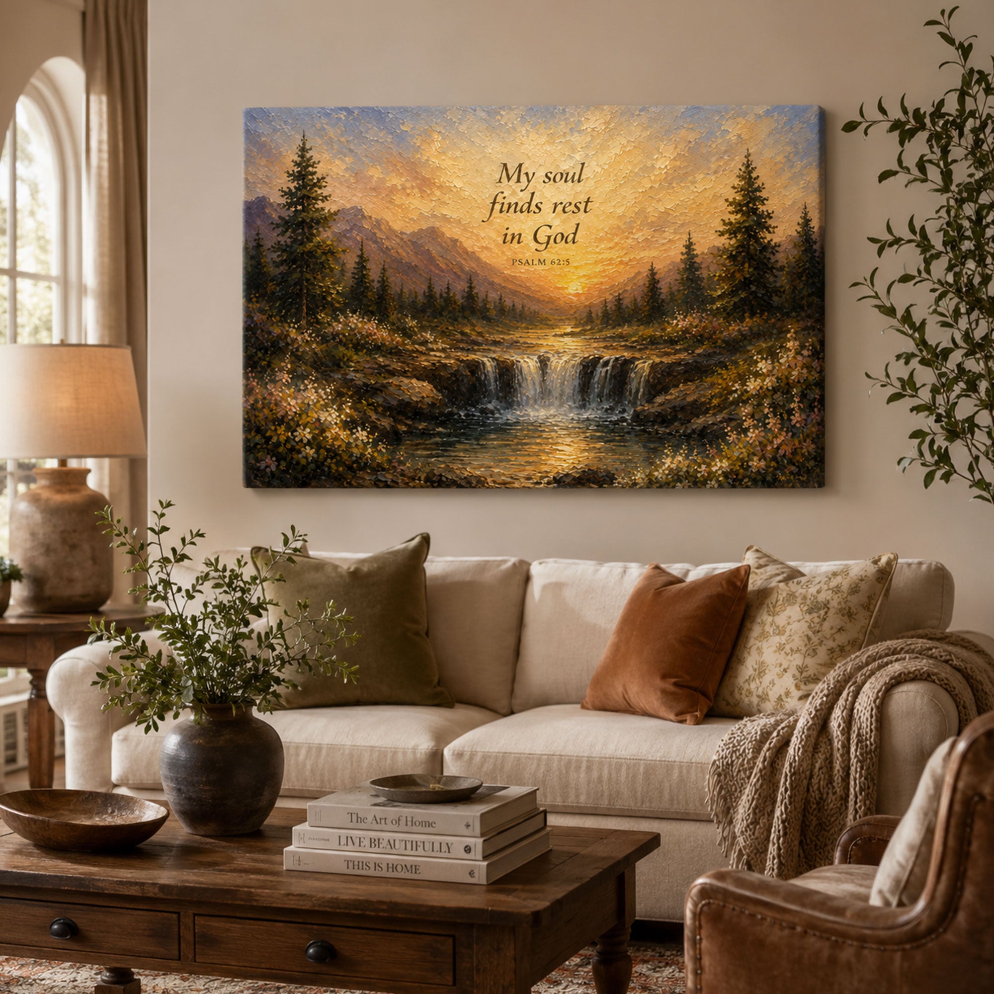 My Soul Finds Rest in God Canvas Print, Psalm 62:5 Christian Wall Art, Faith Home Decor