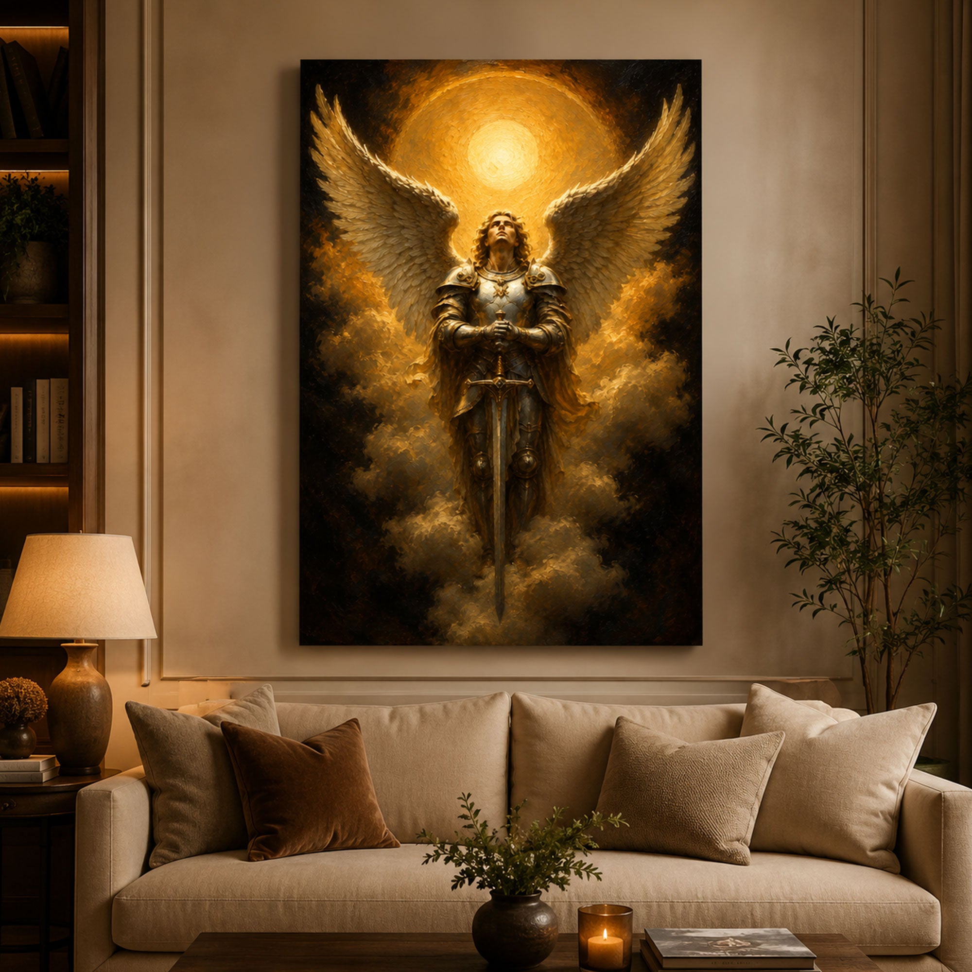 Saint Michael Archangel Canvas Print, Christian Angel Wall Art, Faith Home Decor