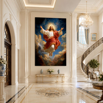 Jesus Ascension Canvas Print, Heavenly Christian Wall Art, Sacred Faith Home Decor, Inspirational Religious Artwork
