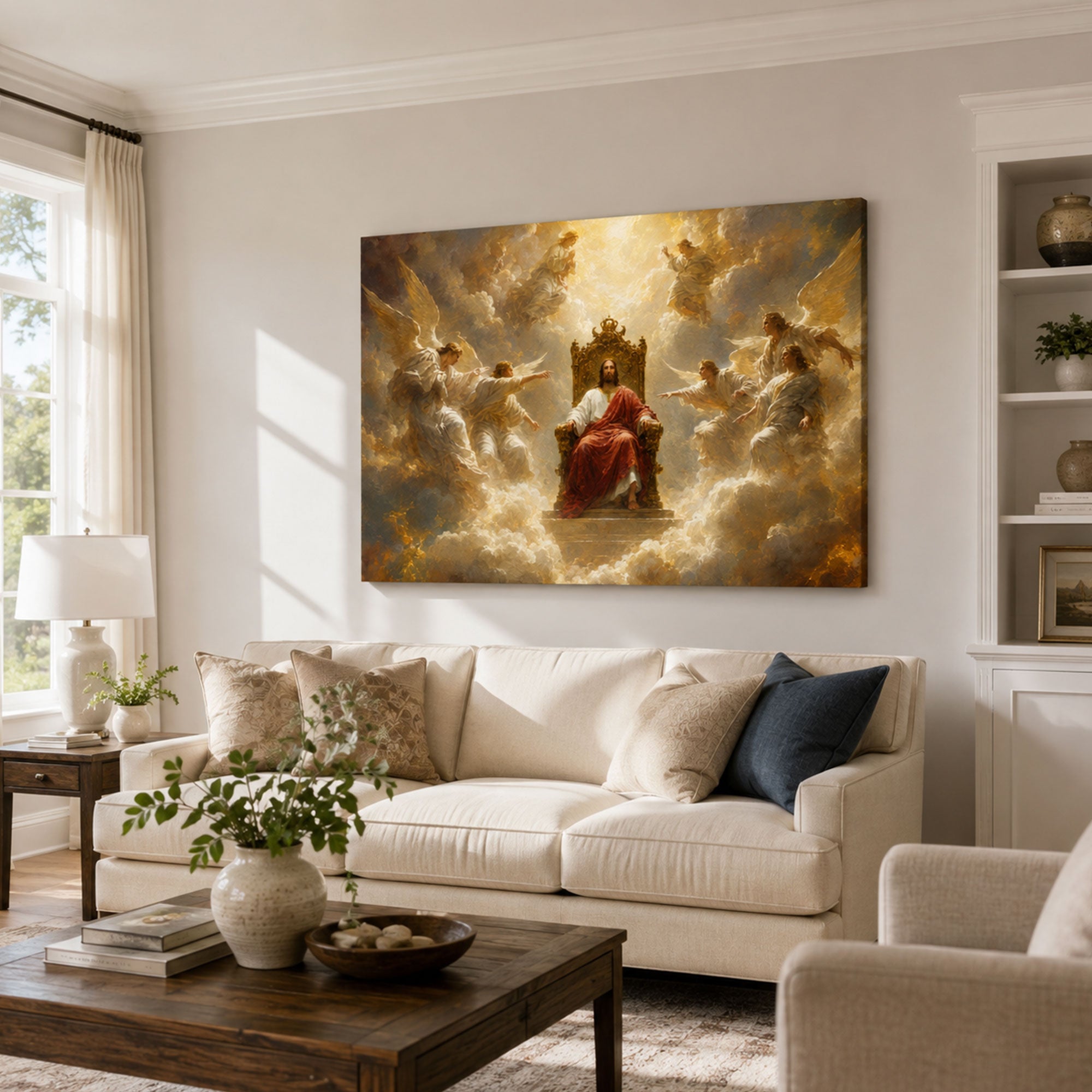 Christ the King Jesus Canvas Print, Heavenly Throne Christian Wall Decor, King of Kings Faith Gift