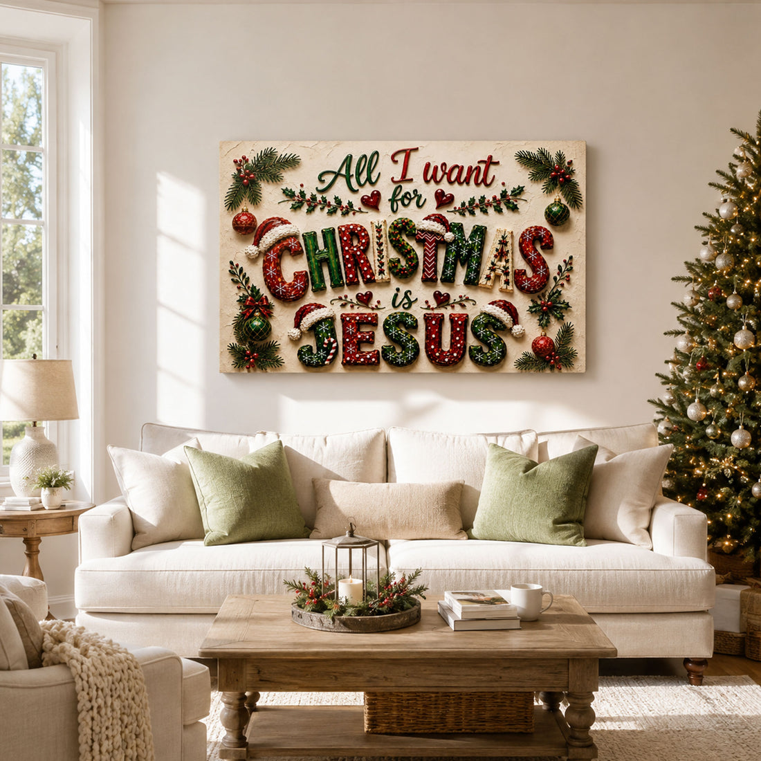 All I Want for Christmas Is Jesus Canvas Print, Christian Christmas Wall Decor, Faith Gift