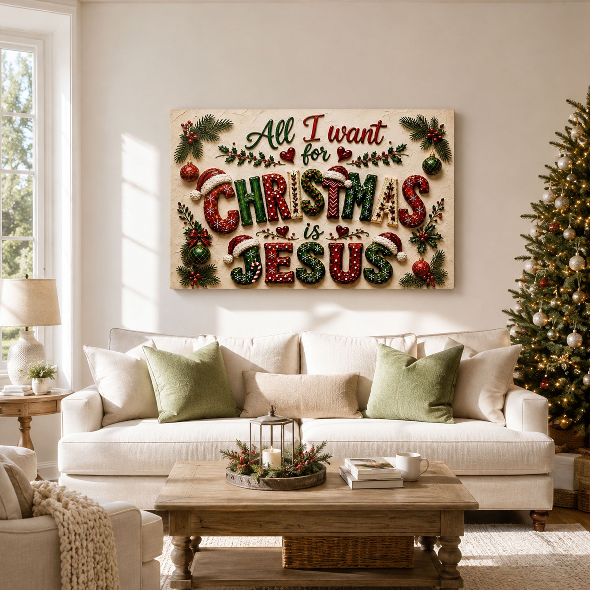 All I Want for Christmas Is Jesus Canvas Print, Christian Christmas Wall Decor, Faith Gift