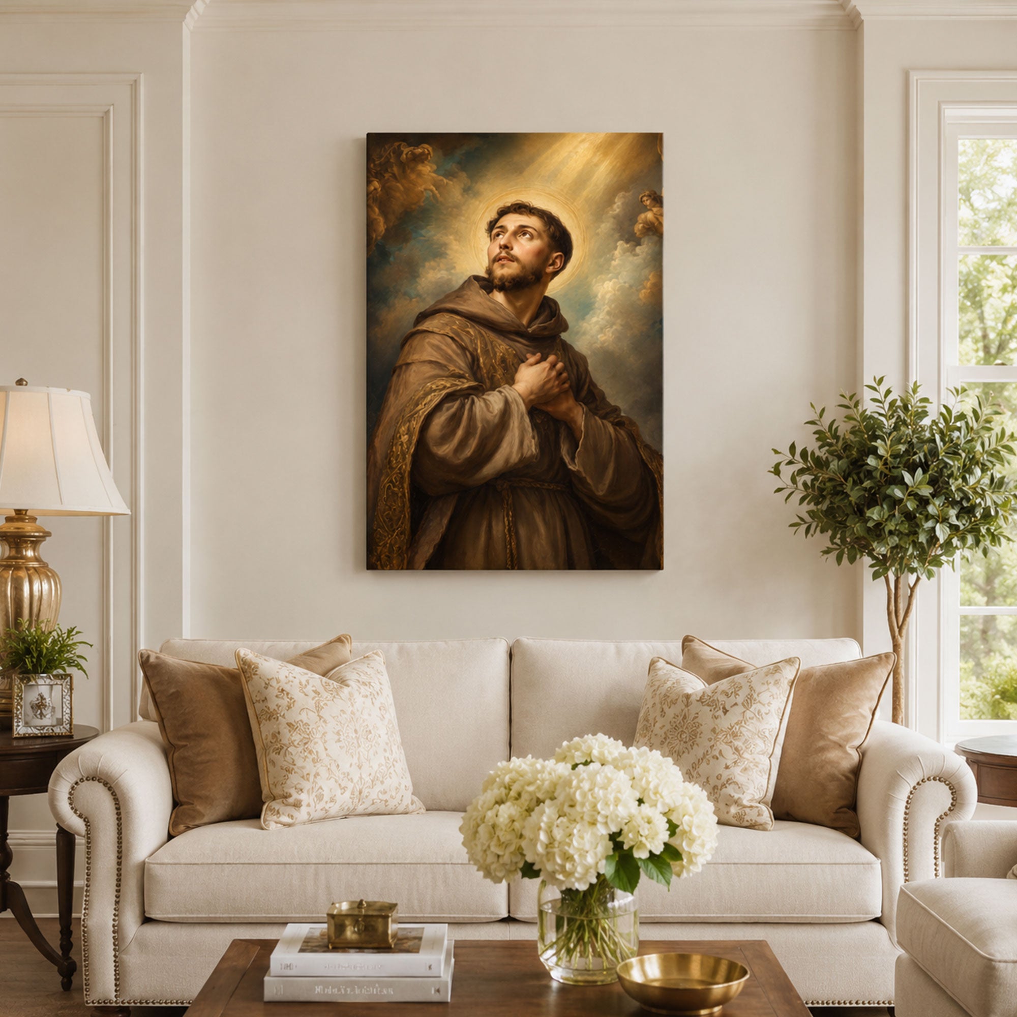 Saint Francis of Assisi Canvas Print, Catholic Saint Prayer Wall Art, Classic Faith Home Decor Gift