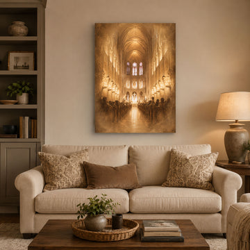 Catholic Cathedral Interior Canvas Print, Church Sanctuary Christian Wall Art, Faith Home Decor Gift