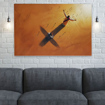 “Under His Shadow” Psalm 91:4–7 Canvas Print, The Cross Between Me and the Arrows, Christian Faith Wall Art