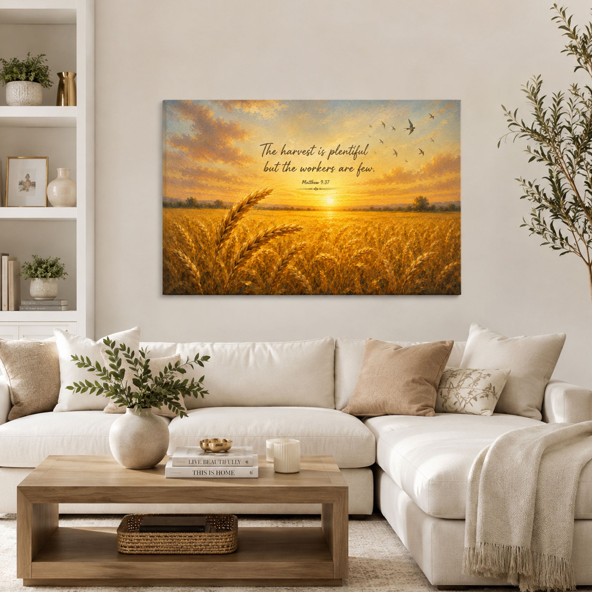 The Harvest Is Plentiful Canvas Print, Matthew 9:37 Bible Verse, Christian Wall Decor