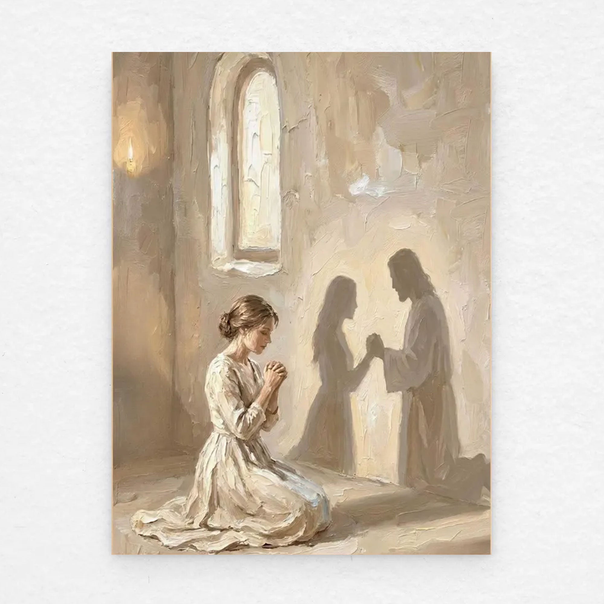 With You Canvas Print, Jesus Praying with Woman Wall Art, Christian Faith Decor, Inspirational Bible Artwork