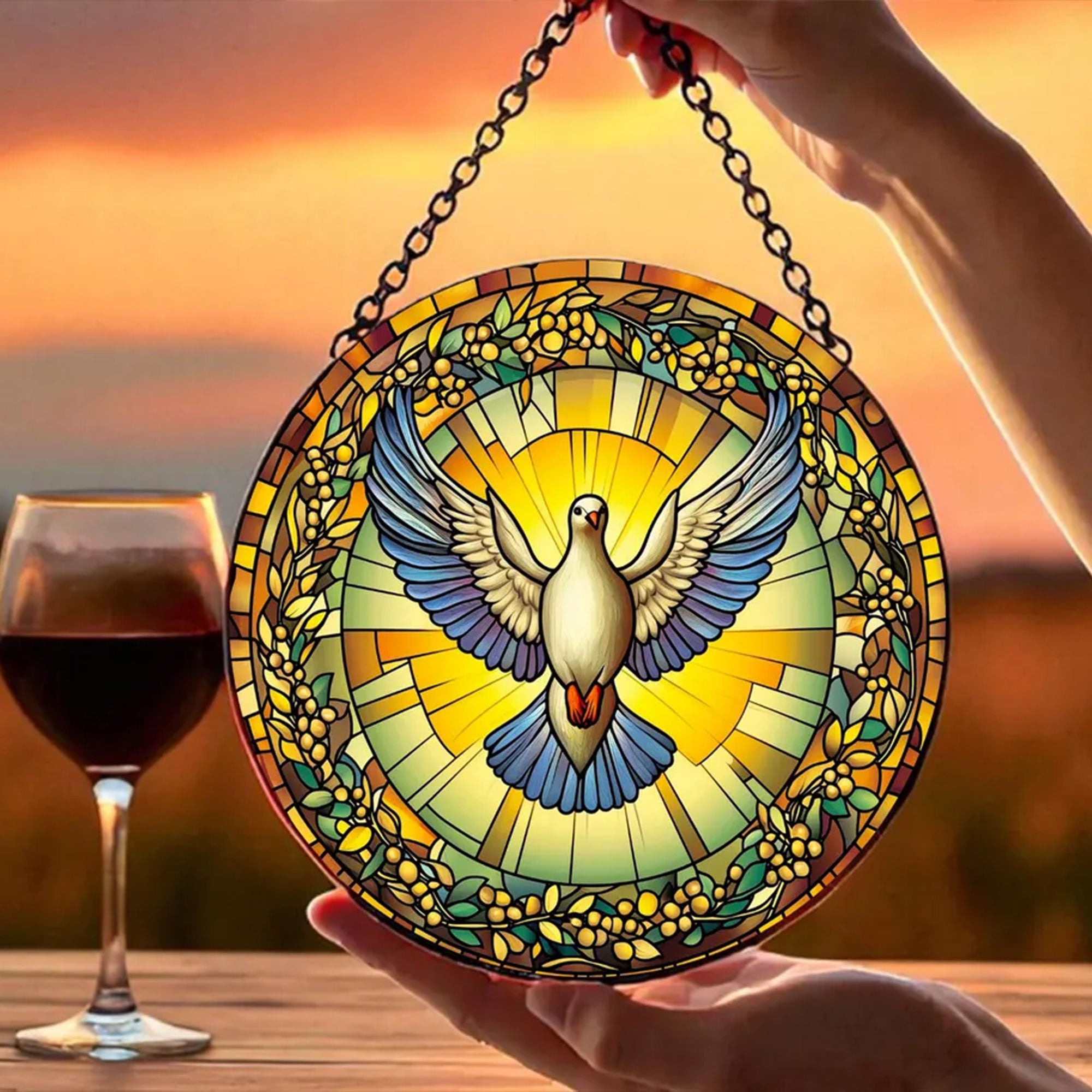 Dove Stained Glass Suncatcher, Holy Spirit Window Hanging, Religious Easter Decor Gift