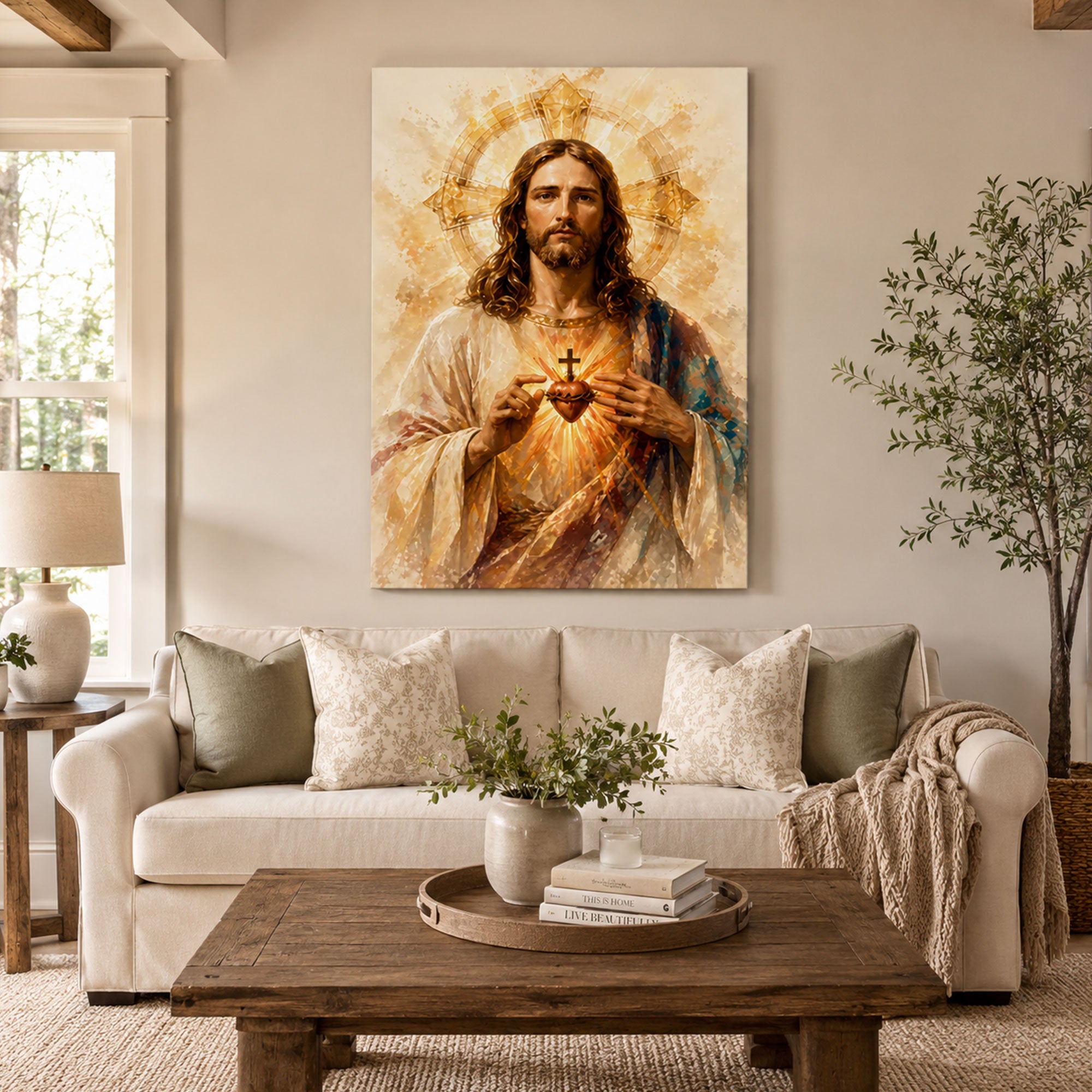 Sacred Heart of Jesus Canvas Print, Christian Devotion Wall Art, Catholic Religious Home Decor, Inspirational Faith Gift