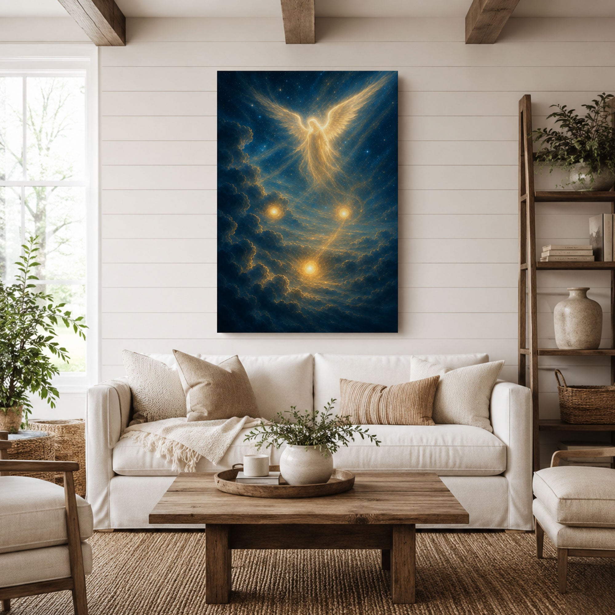 Guardian Angel of Light Canvas Print, Heavenly Angel Wall Art, Christian Home Decor Gift