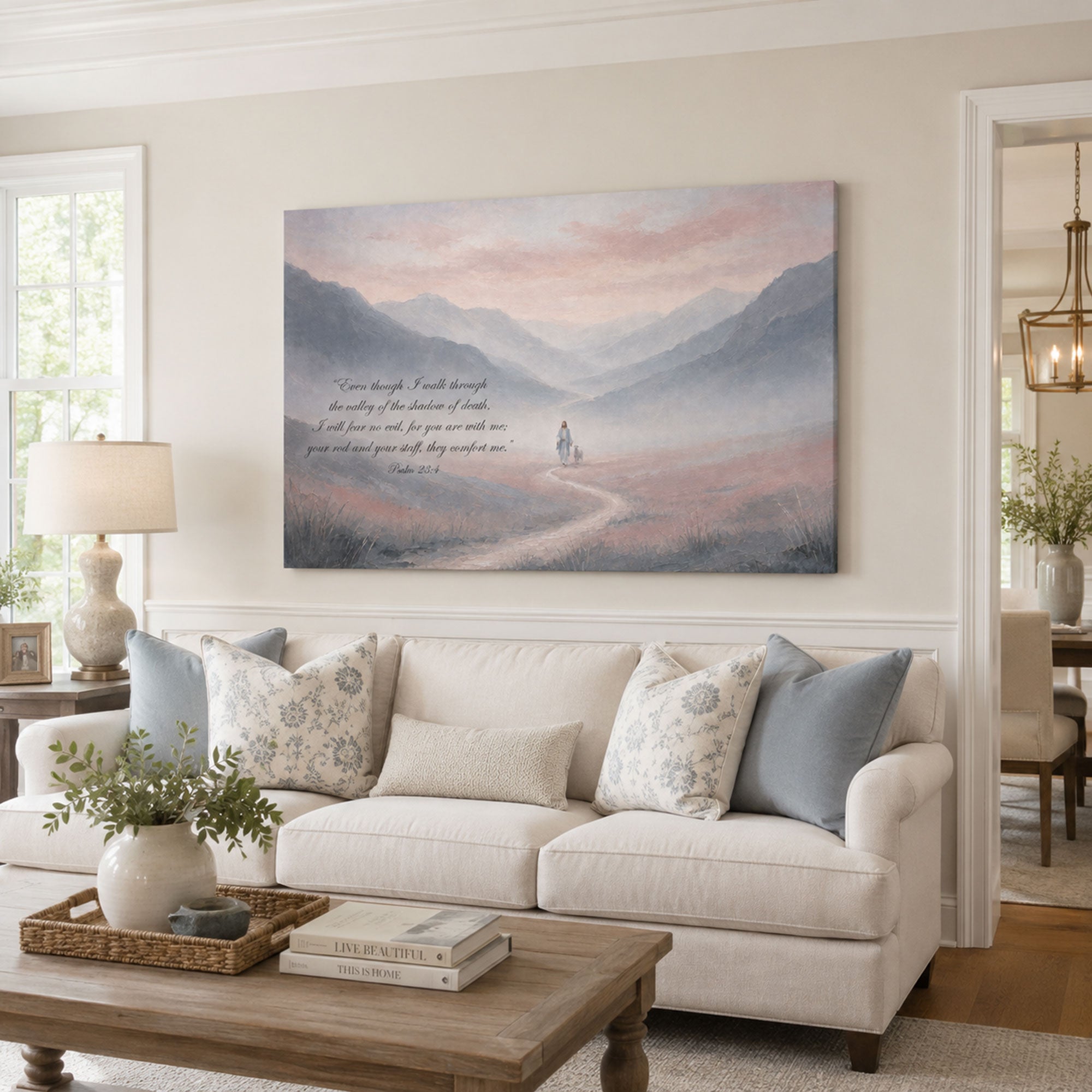Psalm 23:4 Valley of the Shadow Canvas Print, Christian Home Decor