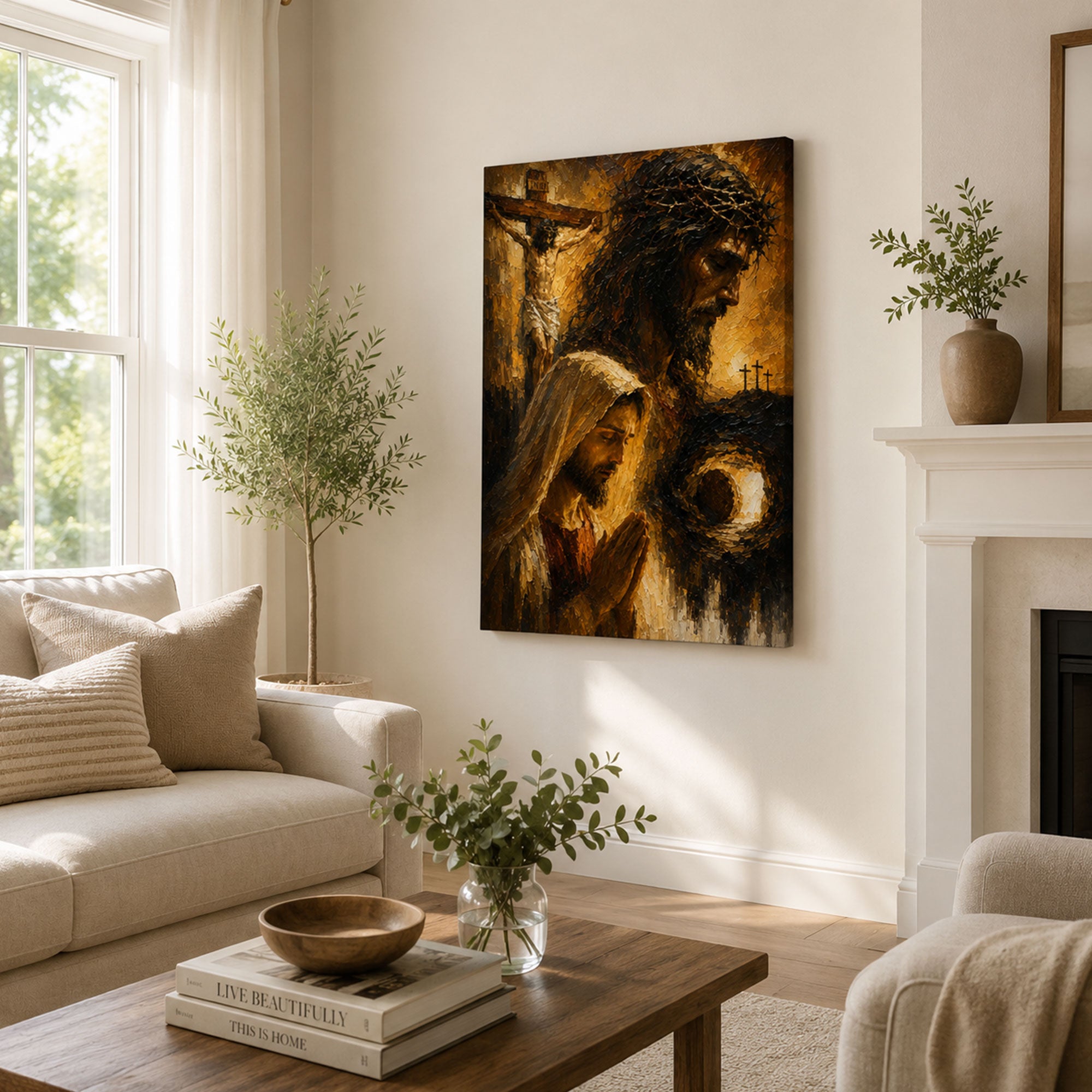 Jesus Crucifixion and Resurrection Canvas Print, Passion of Christ Christian Wall Decor, Easter Faith Gift