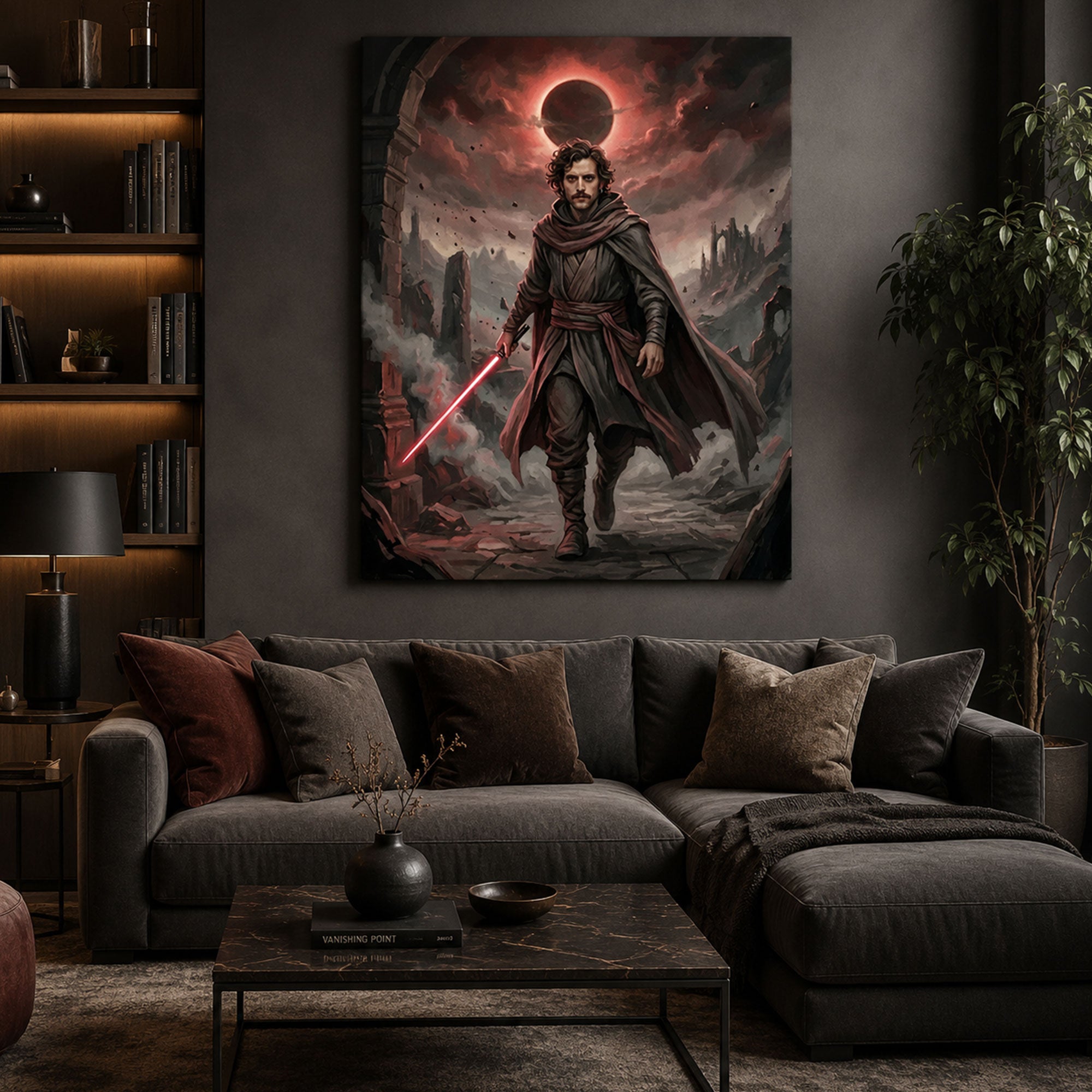 Custom Face For Dad Crimson Ascension Canvas, Personalized Dark Fantasy Warrior Portrait, Funny Father’s Day Gift