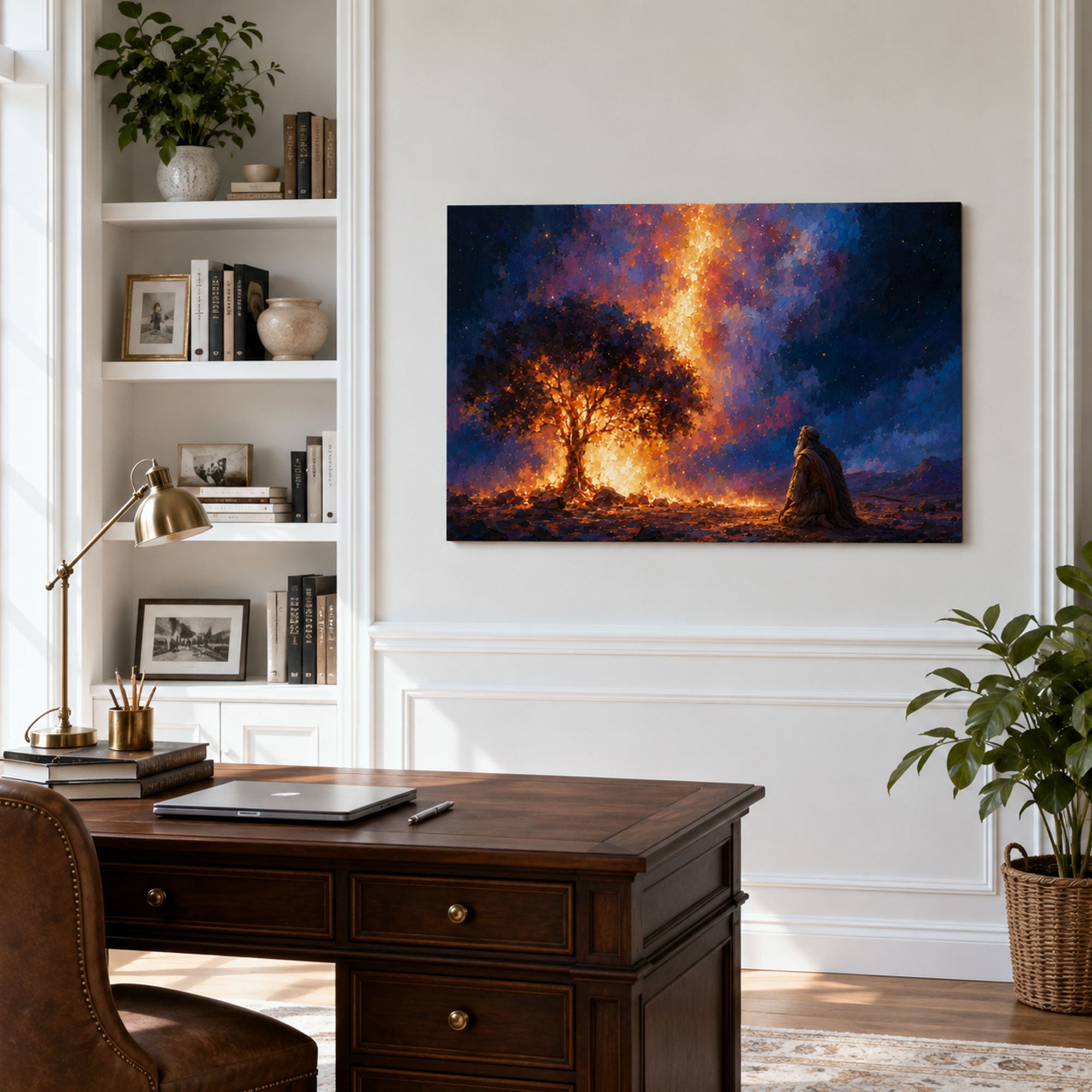 Moses and the Burning Bush Canvas Print, Christian Home Decor