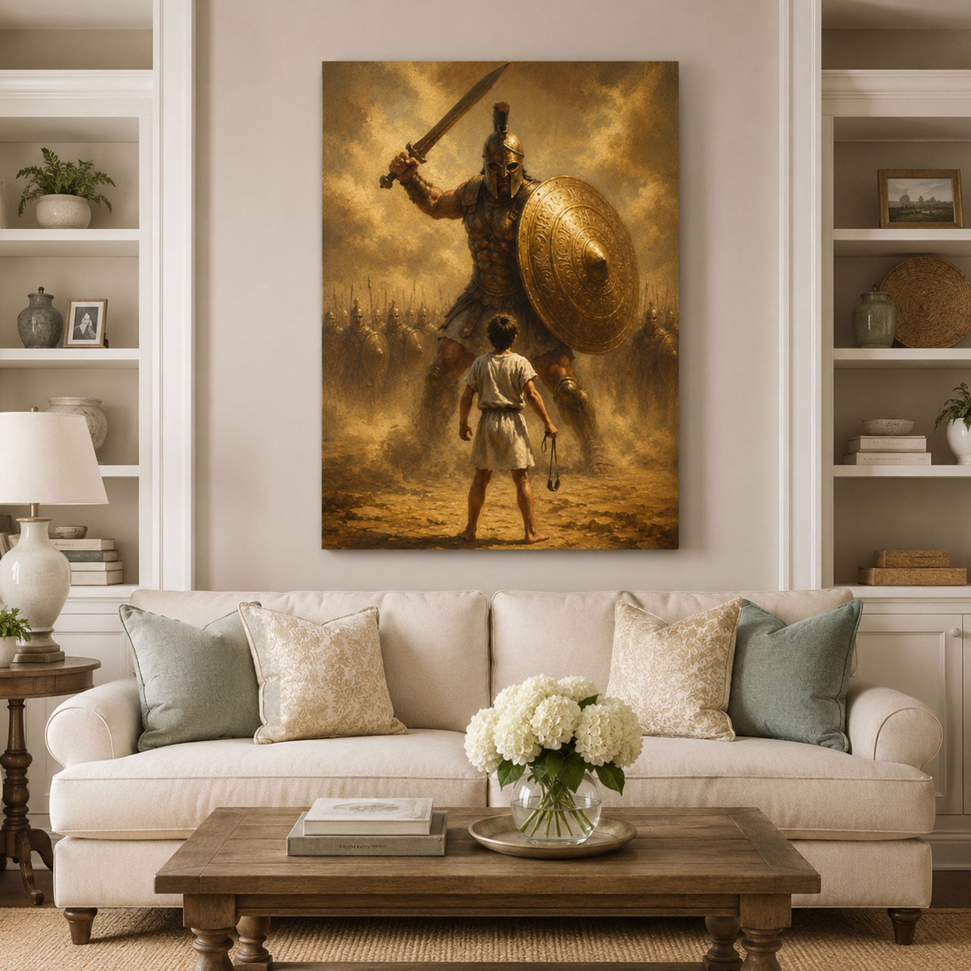 The Battle Is the Lord’s David and Goliath Canvas Print, Christian Home Decor