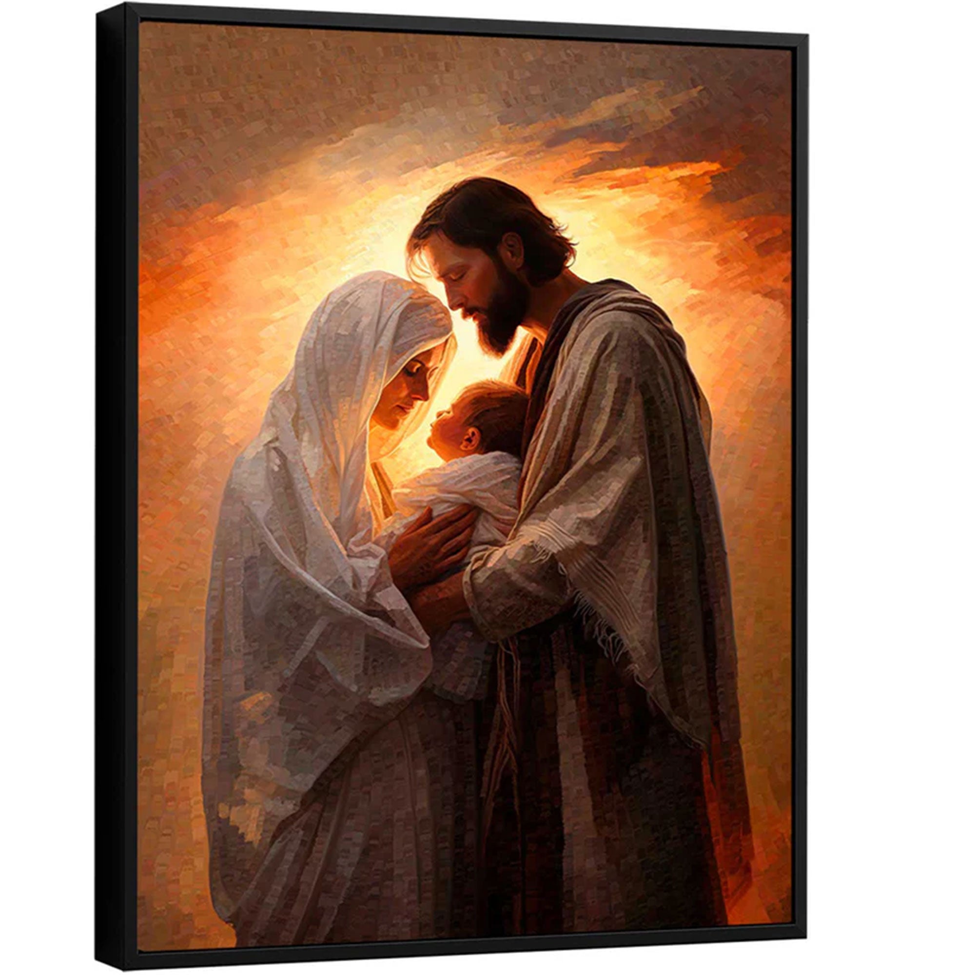 Realistic Holy Family Canvas Print, Jesus Mary Joseph Wall Art, Christian Family Decor, Sacred Religious Artwork