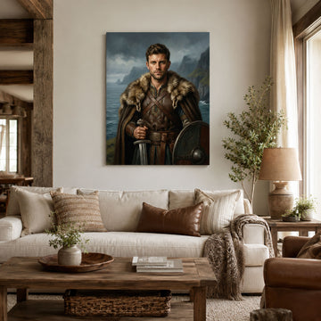 Custom Viking Portrait Canvas For Dad, Personalized Father’s Day Wall Art, Epic Gift For Him