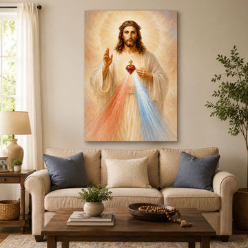 Divine Mercy Jesus Canvas Print Christ the King Sacred Heart Christian Wall Art Faith Home Decor