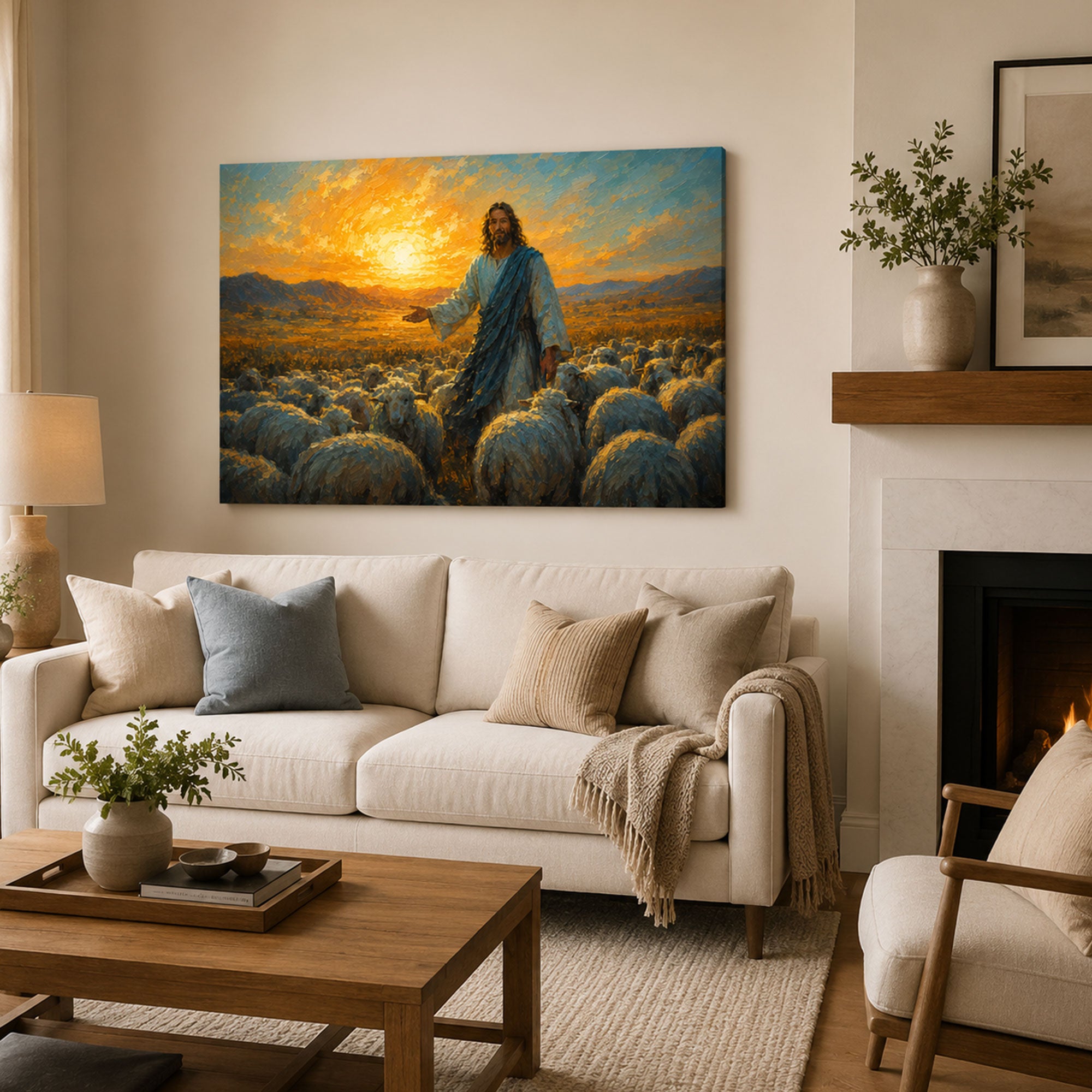 Jesus the Good Shepherd Canvas Print, John 10:11 Christian Wall Decor, Faith Gift
