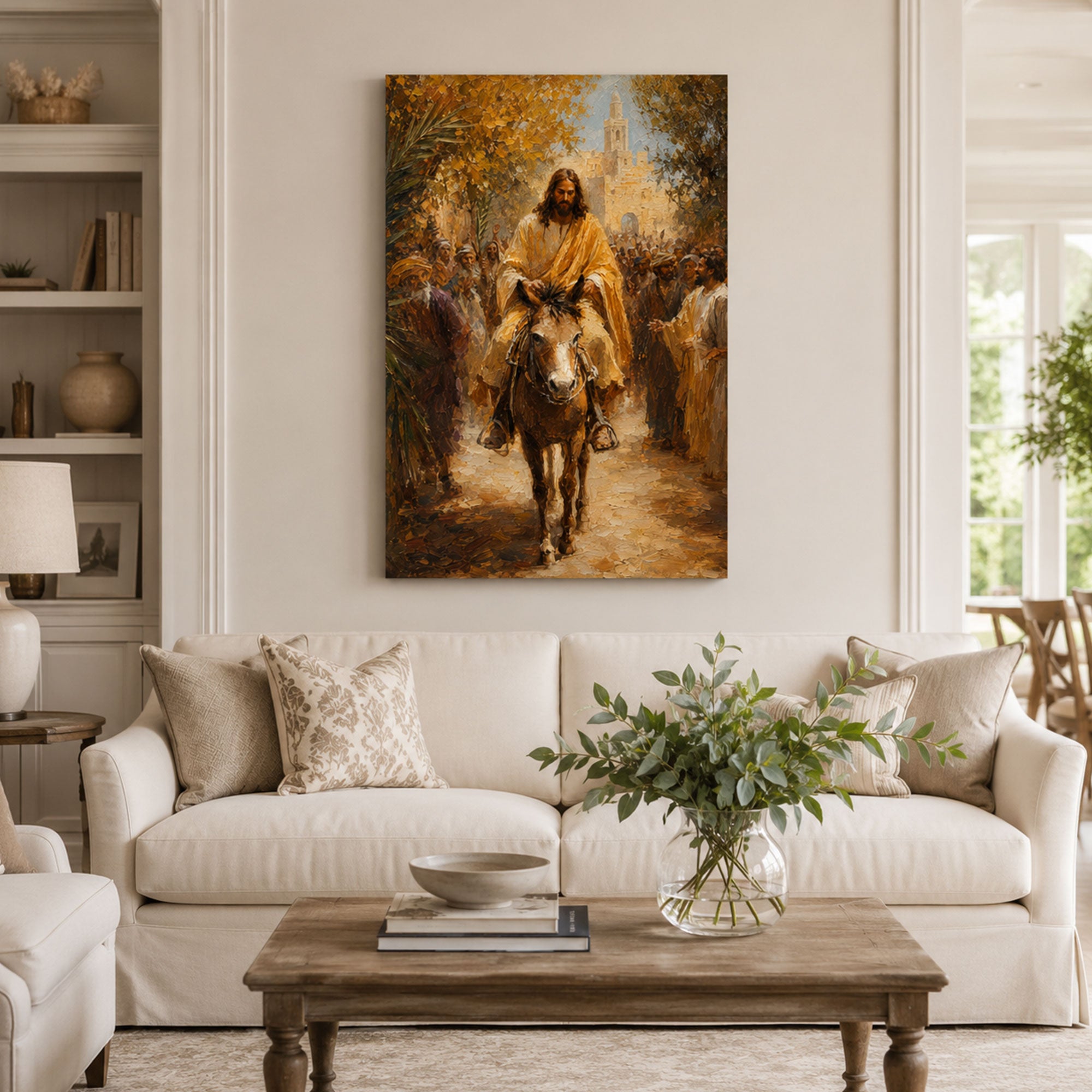 Jesus Triumphal Entry into Jerusalem Canvas Print, Palm Sunday Christian Wall Decor, Faith Gift