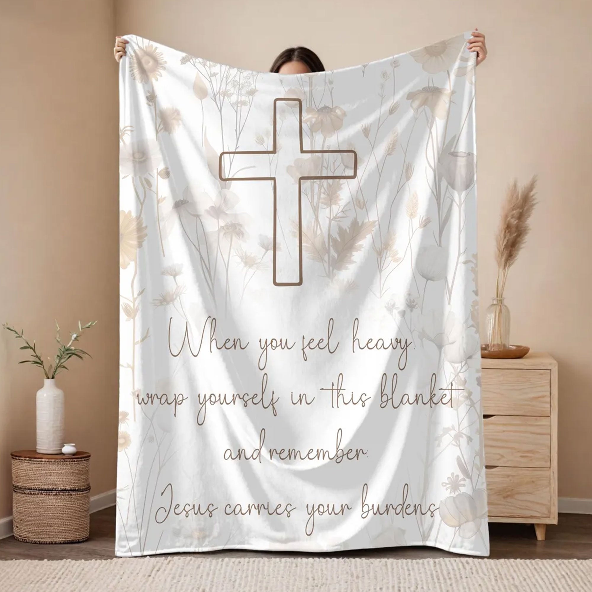 Christian Blanket, Jesus Hug Blanket, Comfort Blanket for Her, Bereavement Gift, Faith Gift, Religious Christmas Gift