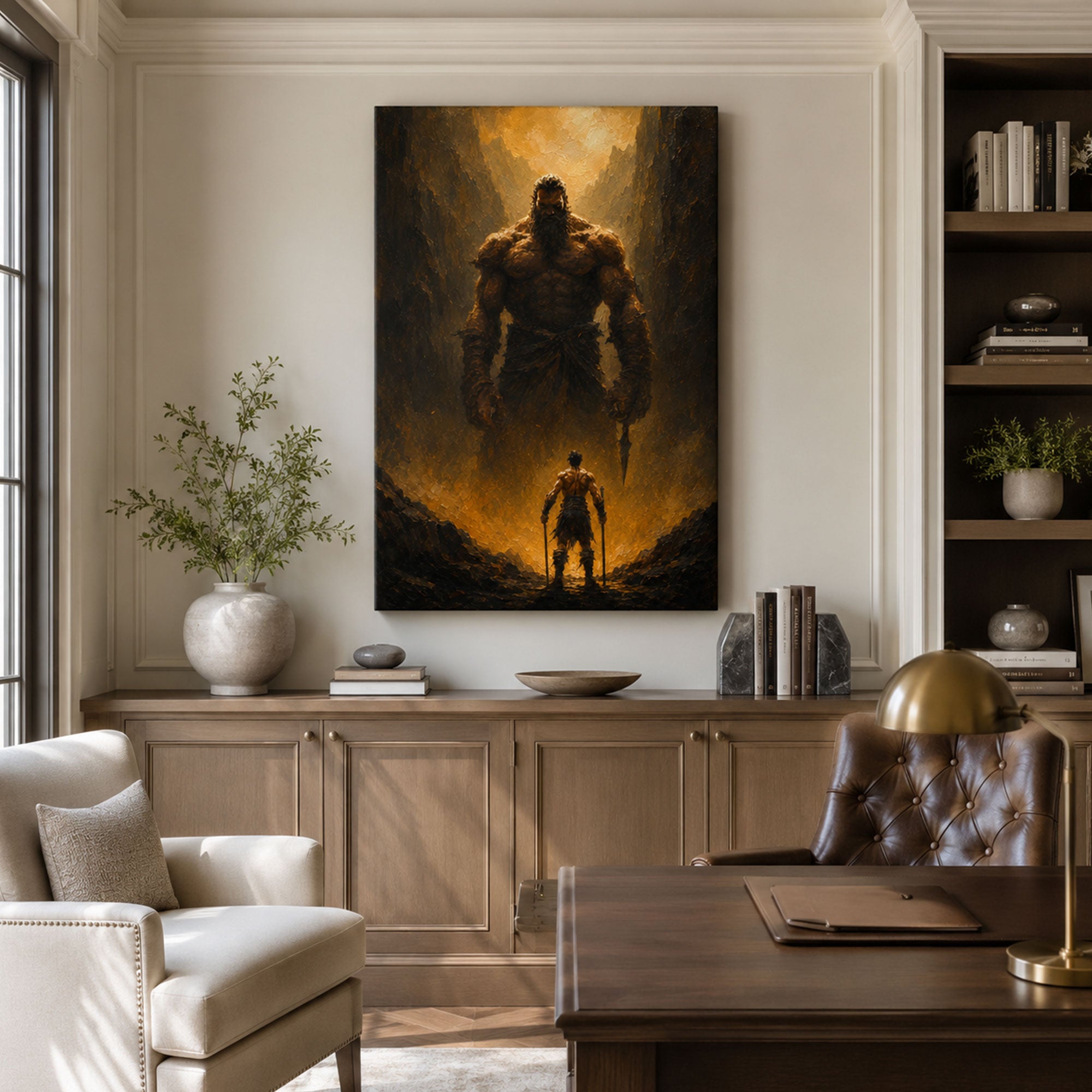 David’s Victory Over Goliath Canvas Print, Christian Home Decor
