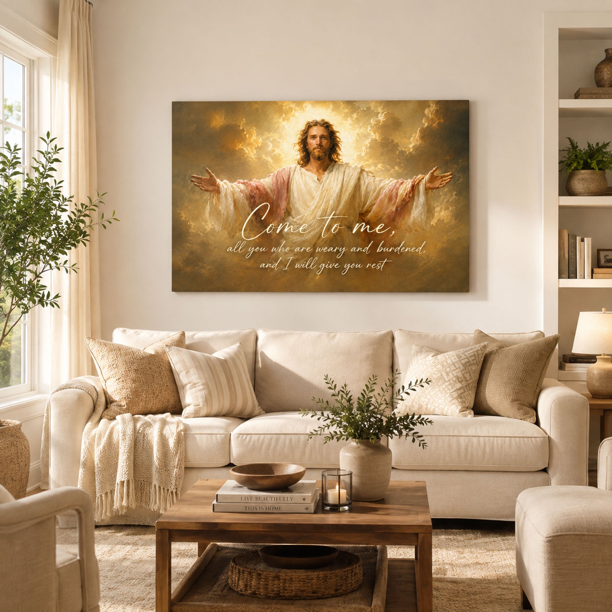 Come to Me Jesus Canvas Print, Matthew 11:28 Christian Wall Decor, Comfort and Faith Gift