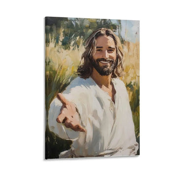 Jesus Reaching Out Canvas Print, Christian Wall Art, Inspirational Religious Home Decor