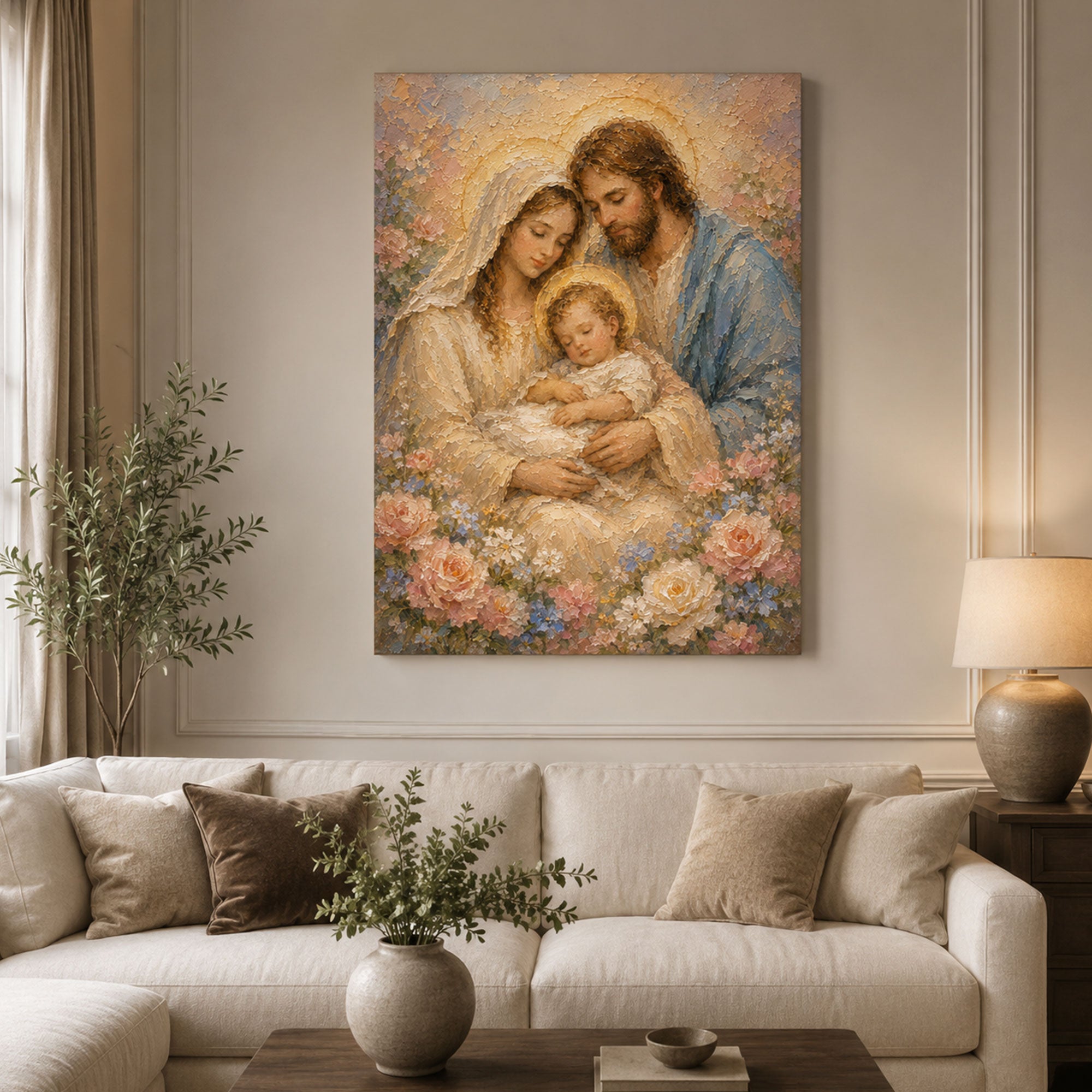 Holy Family Canvas Print, Jesus Mary and Joseph Catholic Wall Art, Christian Home Decor, Sacred Family Gift