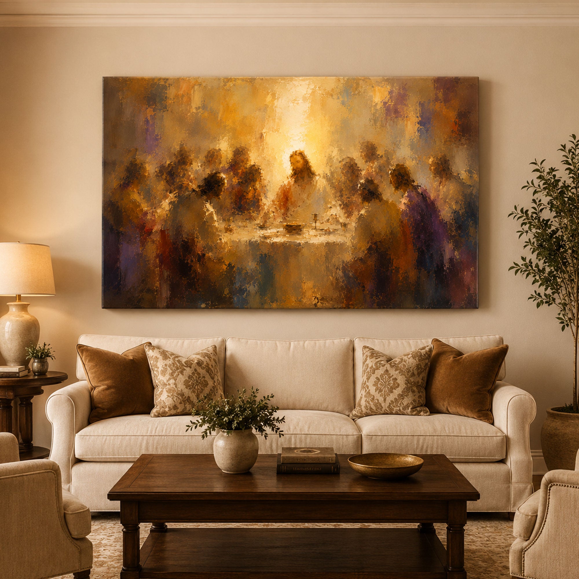The Last Supper Canvas Print, Jesus and Disciples Christian Wall Art, Holy Communion Home Decor