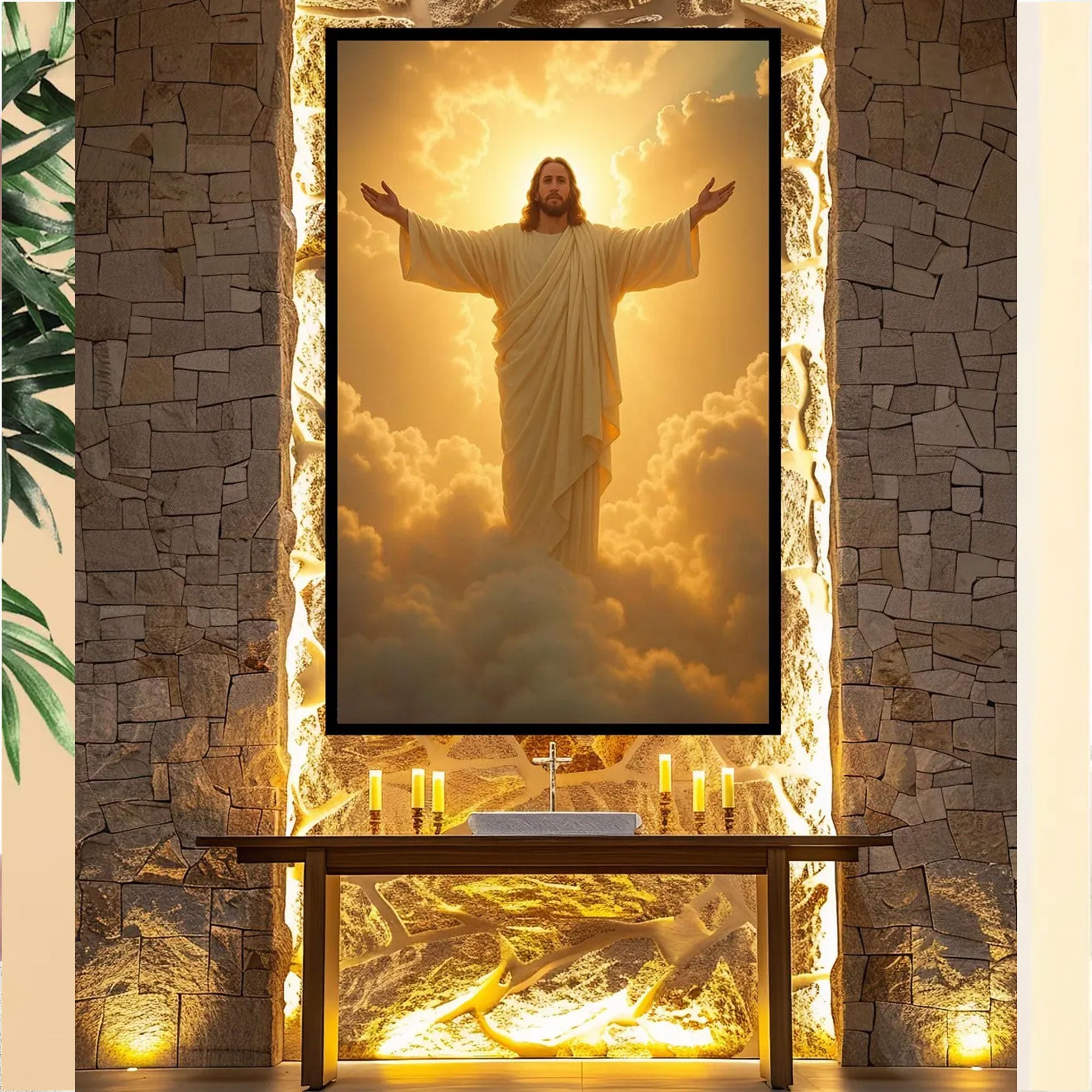 Resurrected Jesus Canvas Print, Ascension of Christ Wall Art, Christian Religious Home Decor, Inspirational Faith Gift for Family, Easter Spiritual Artwork
