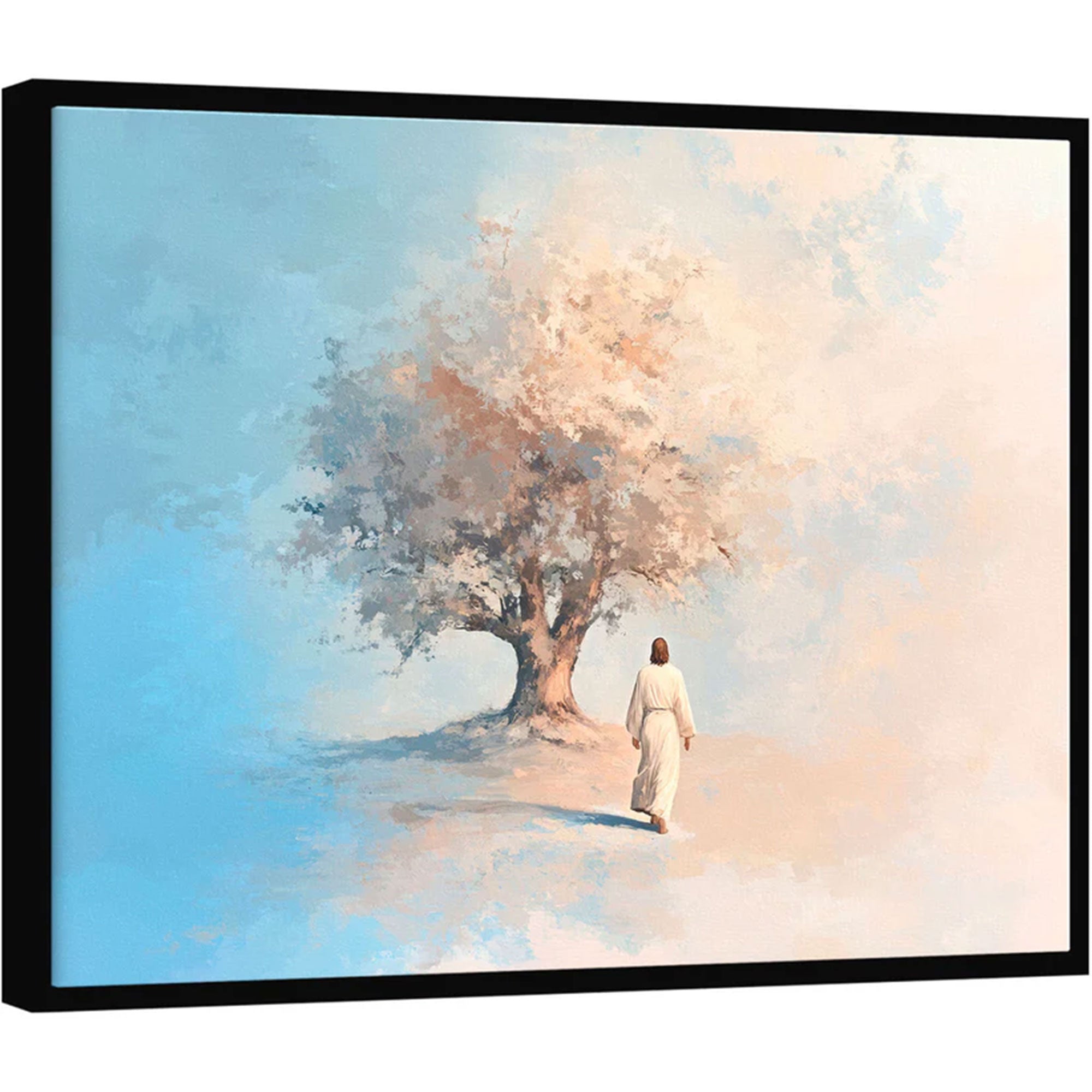 Jesus and the Tree of Faith Canvas Print, Christian Spiritual Wall Art, Sacred Religious Painting, Inspirational Faith Decor